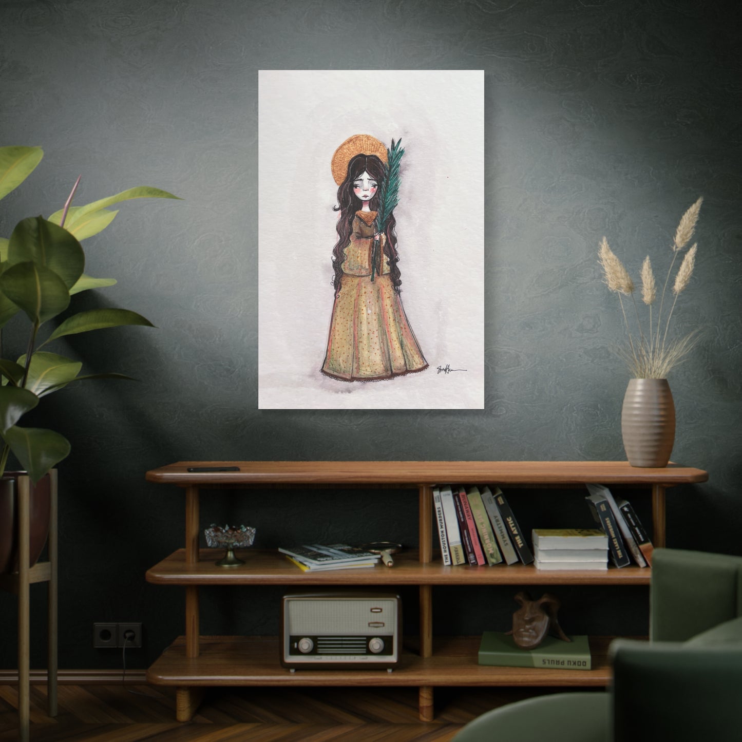 Saint Hope Canvas - Hand-Drawn Art | Catholic Canvas Print | Faith Hope and Charity Middle Sister | Sacred Art |  Devotional Artwork