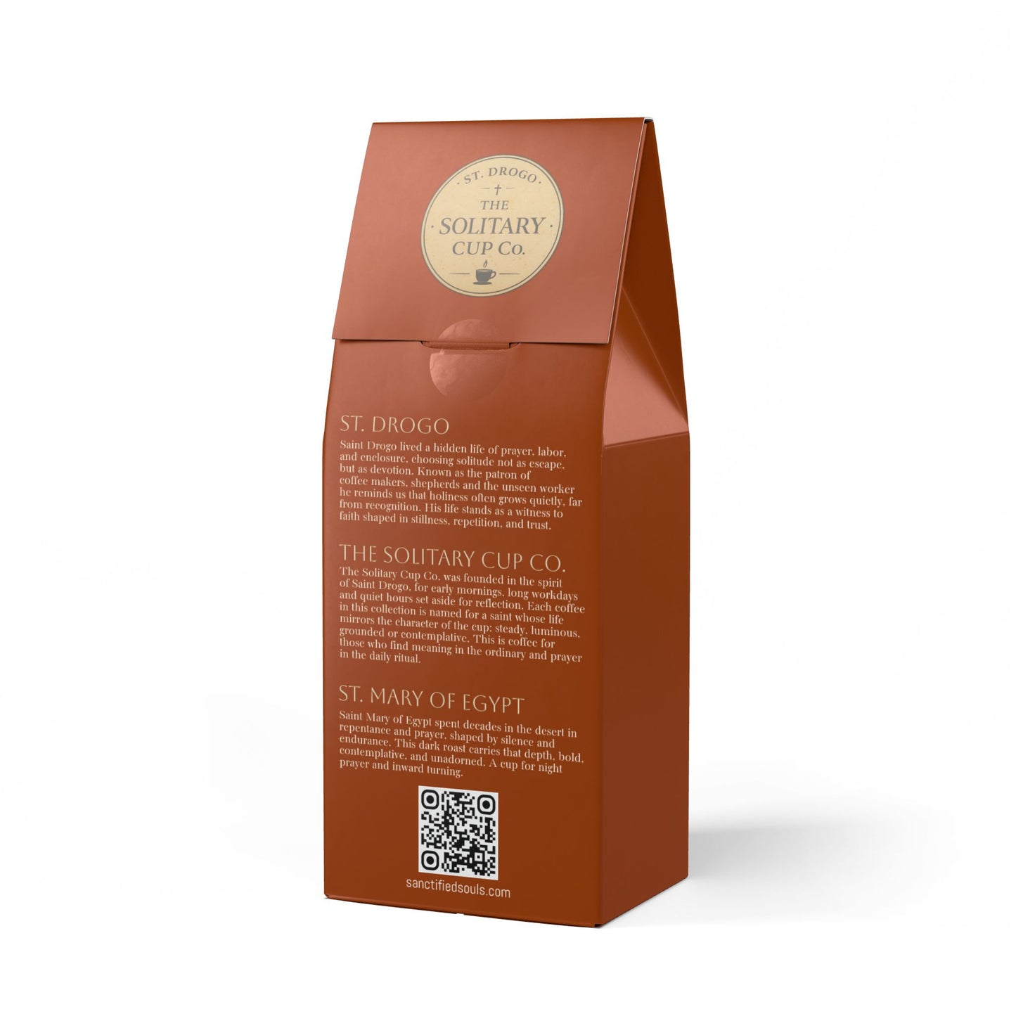 St. Mary of Egypt - Desert Night Roast (Dark French Roast) - St. Drogo - The Solitary Cup Co. - Artisan Catholic Saint Inspired Coffee - 12 oz.