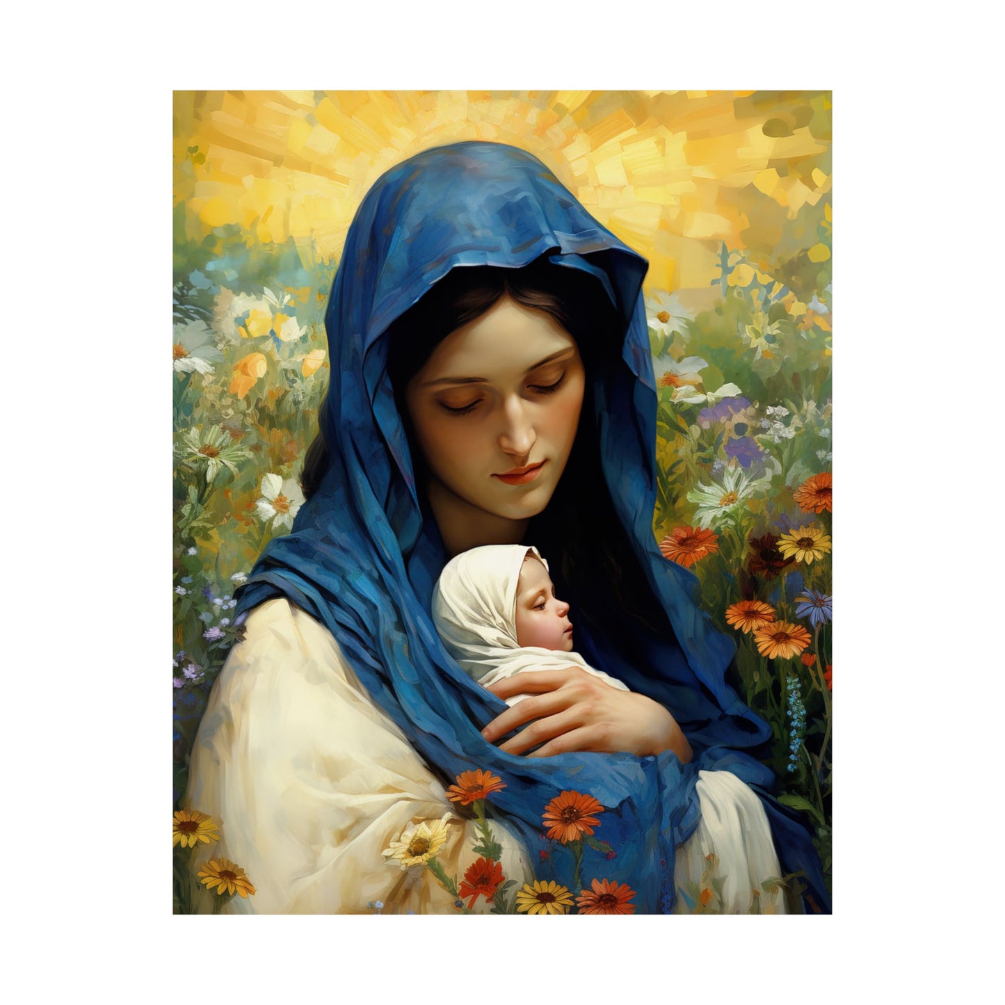 Graceful Maternity : The Virgin Mary and the Infant Savior - Sanctified Souls Print - Multiple Sizes - Premium Matte Vertical Posters
