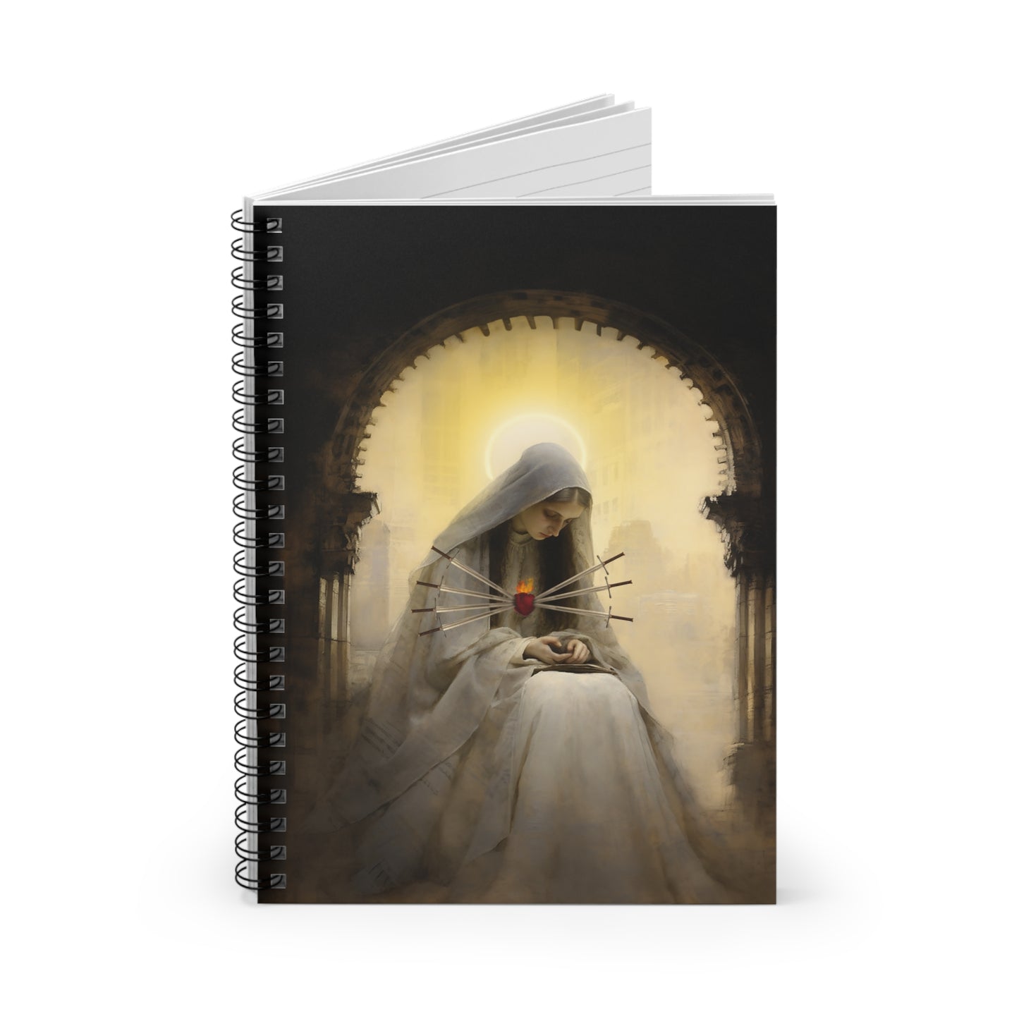 Our Lady of Sorrows Journal - Sanctified Souls Art - Religious Based Notebook - Spiral Notebook - Ruled Line - The Virgin Mary