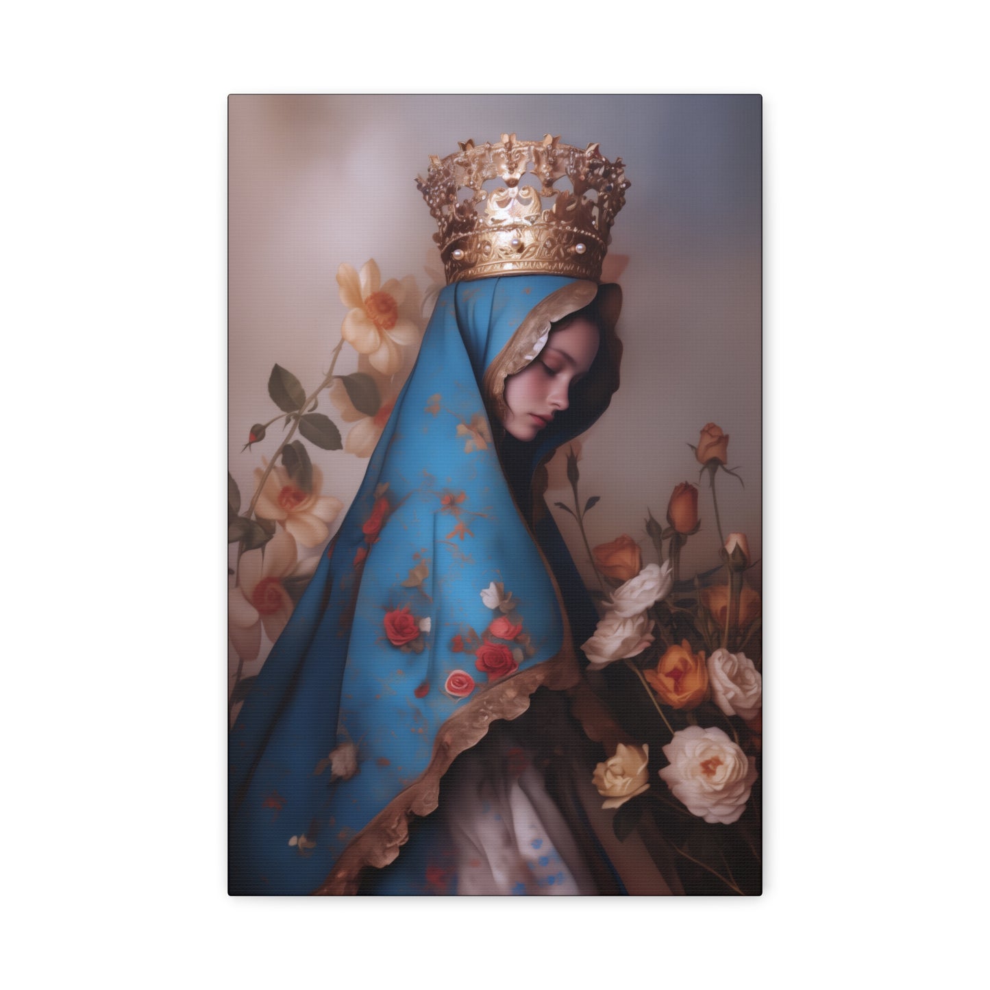 Our Lady of the Roses - Gallery Wrapped Canvas - Print - Religious Art for your Home - Catholic Art