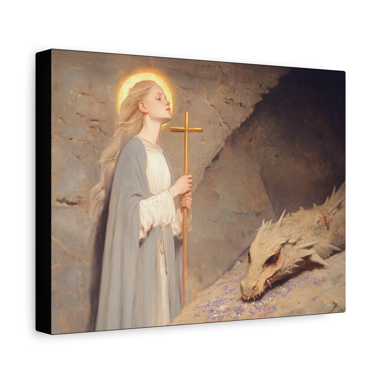 Saint Margaret of Antioch -  Museum Wrapped Canvas - Sanctified Souls Print - Religious Art for your Home - Catholic Patron Saint Art