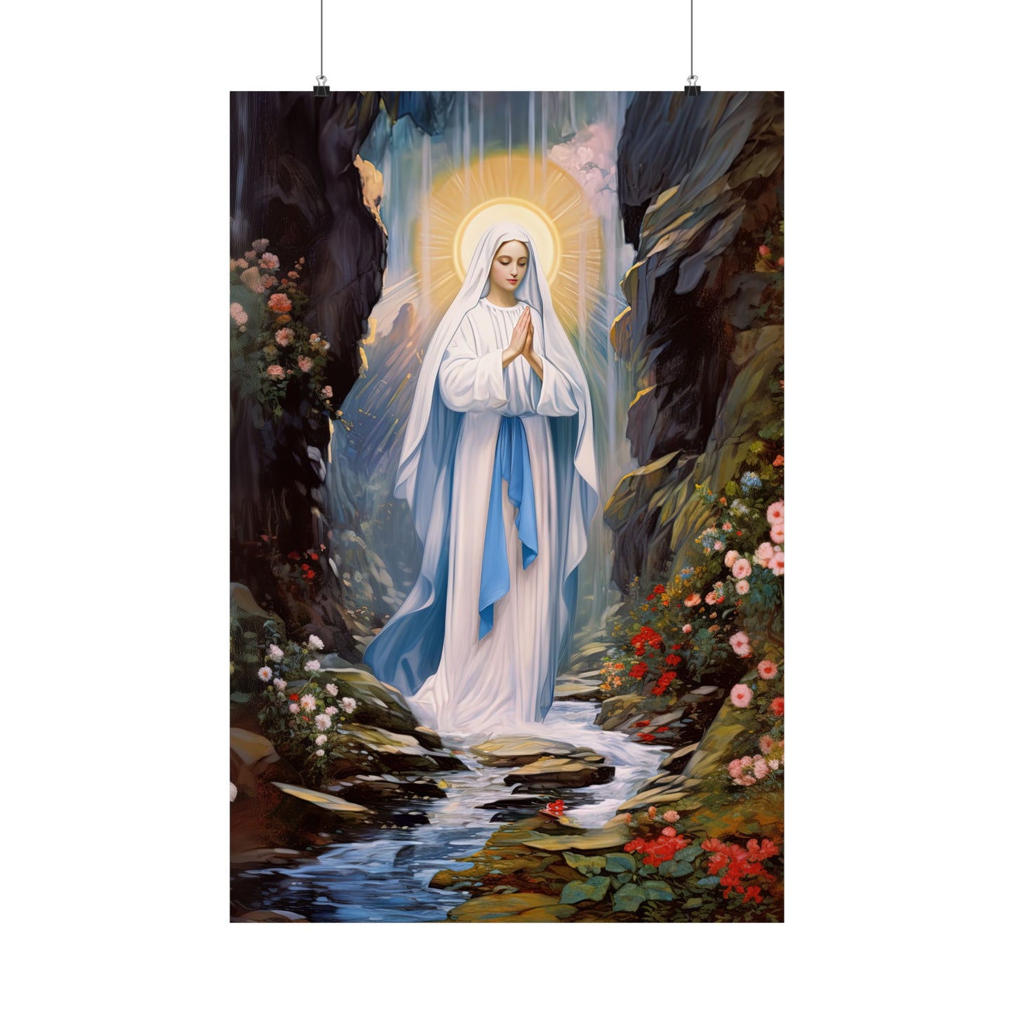 Our Lady of Lourdes - Sanctified Souls Print - Multiple Sizes - Premium Matte Vertical Posters