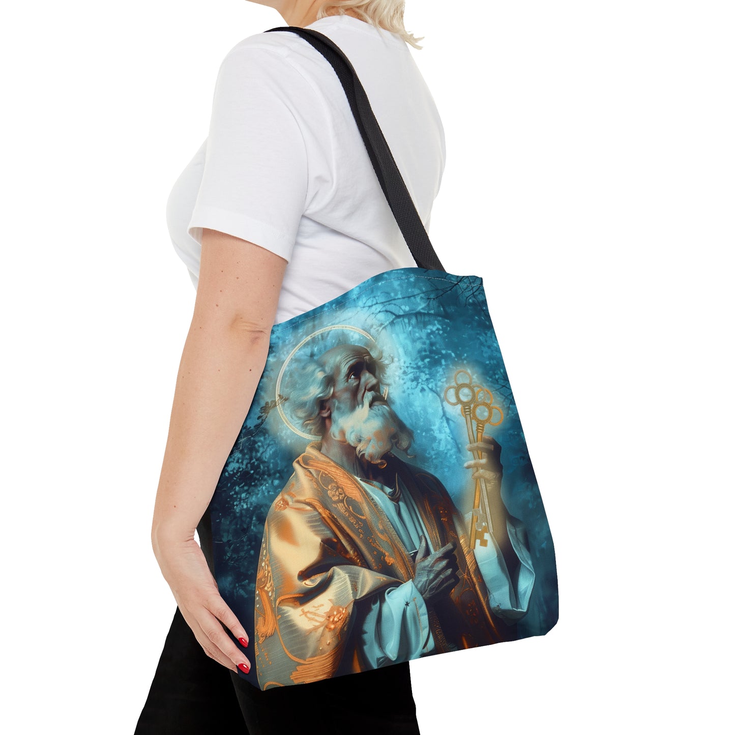 Saint Peter Tote Bag - Large Medium Small Faith Art Bag - Catholic Faith Purse - Religious Carry All Reusable Tote Bag