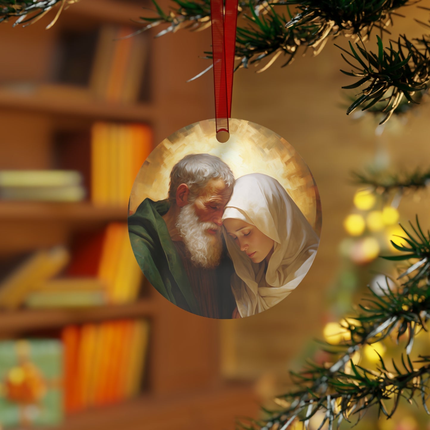 Saints Zechariah and Elizabeth Metal Ornament - Religious Holiday Christmas Ornament and Keepsake - Double sided