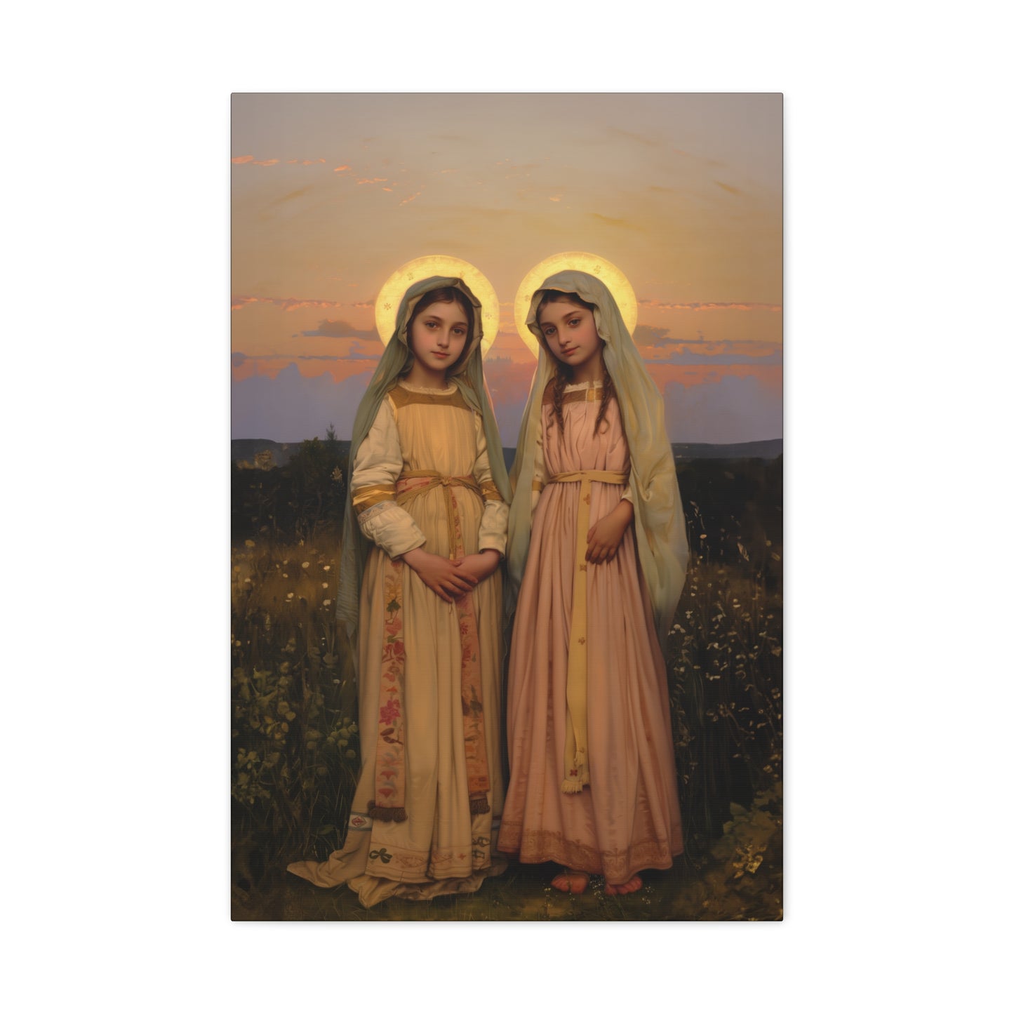 Saints Nunilo and Alodia - Museum Wrapped Canvas - Print - Religious Art for your Home - Christian print - Prayer Room Catholic Saint