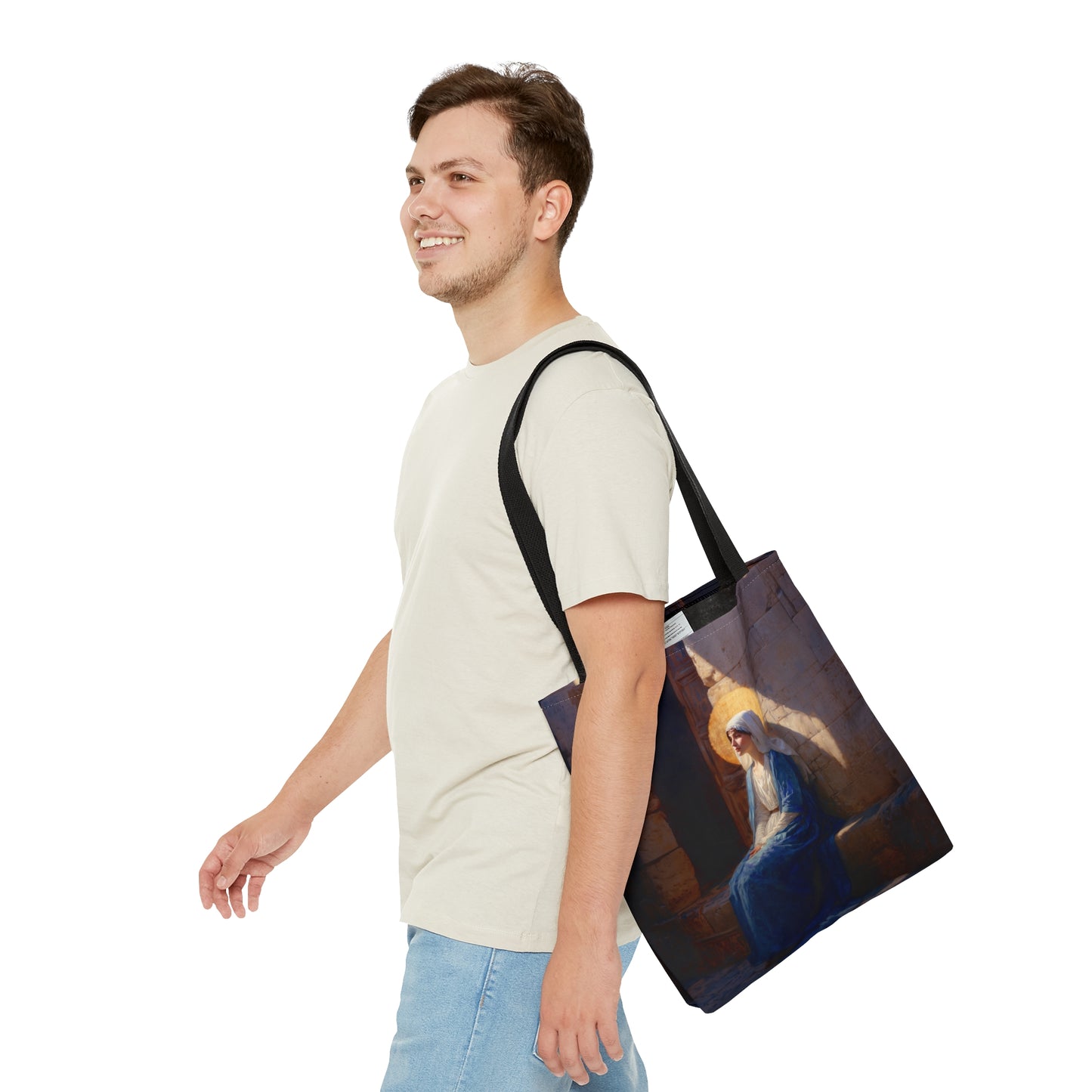 The Quiet Fiat That Split the Darkness, Mary's Yes - Tote Bag - Large Medium Small Faith Art Bag - Catholic Faith Purse