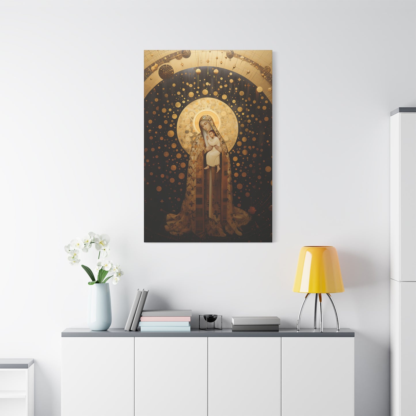 The Golden Mary - Mary the Blessed Virgin - Gallery Wrapped Canvas - Sanctified Souls Print - Religious Art for your Home - Pop Art