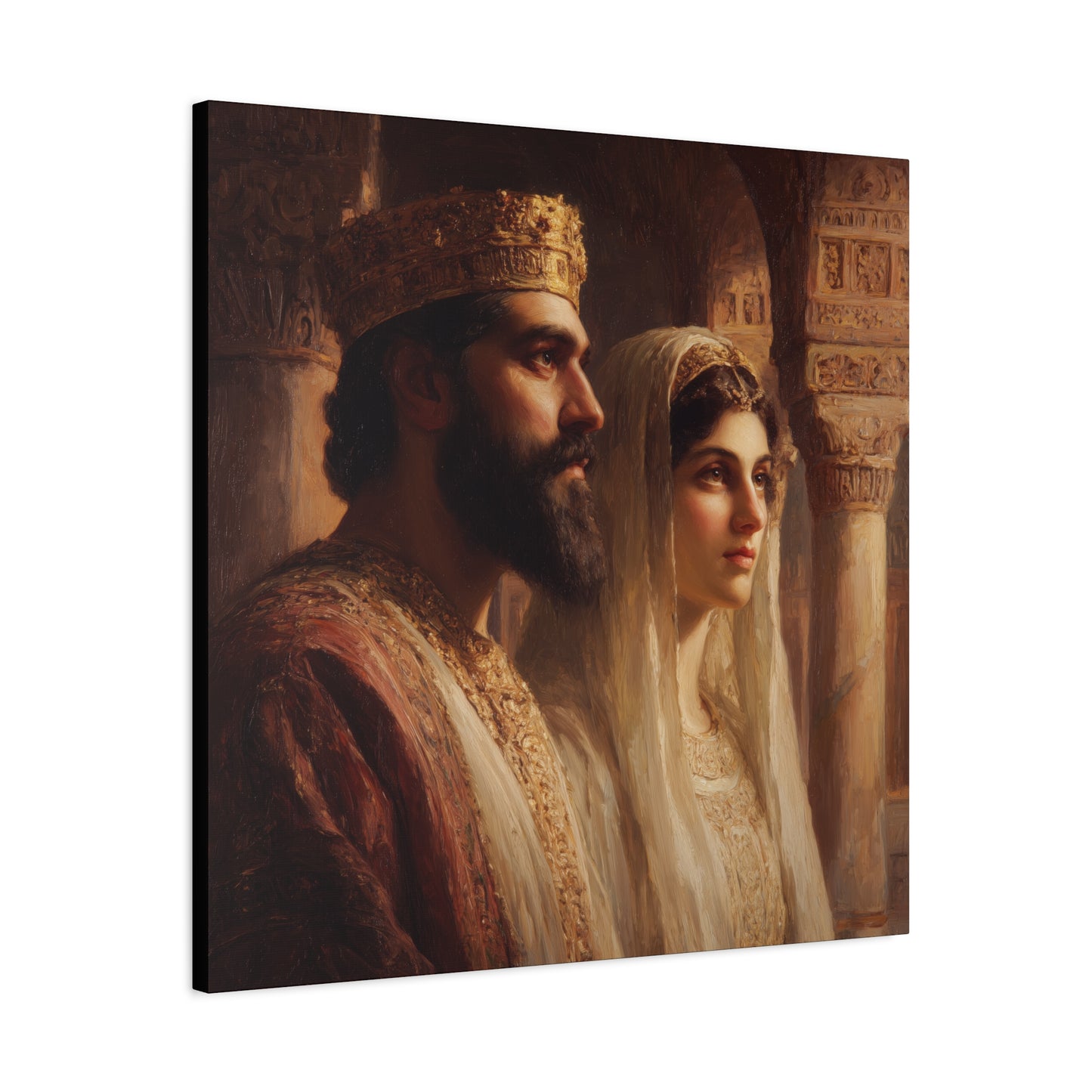 King Xerxes and Queen Esther  - Gallery Wrapped Canvas - Print - Religious Art for your Home - Catholic Art Print