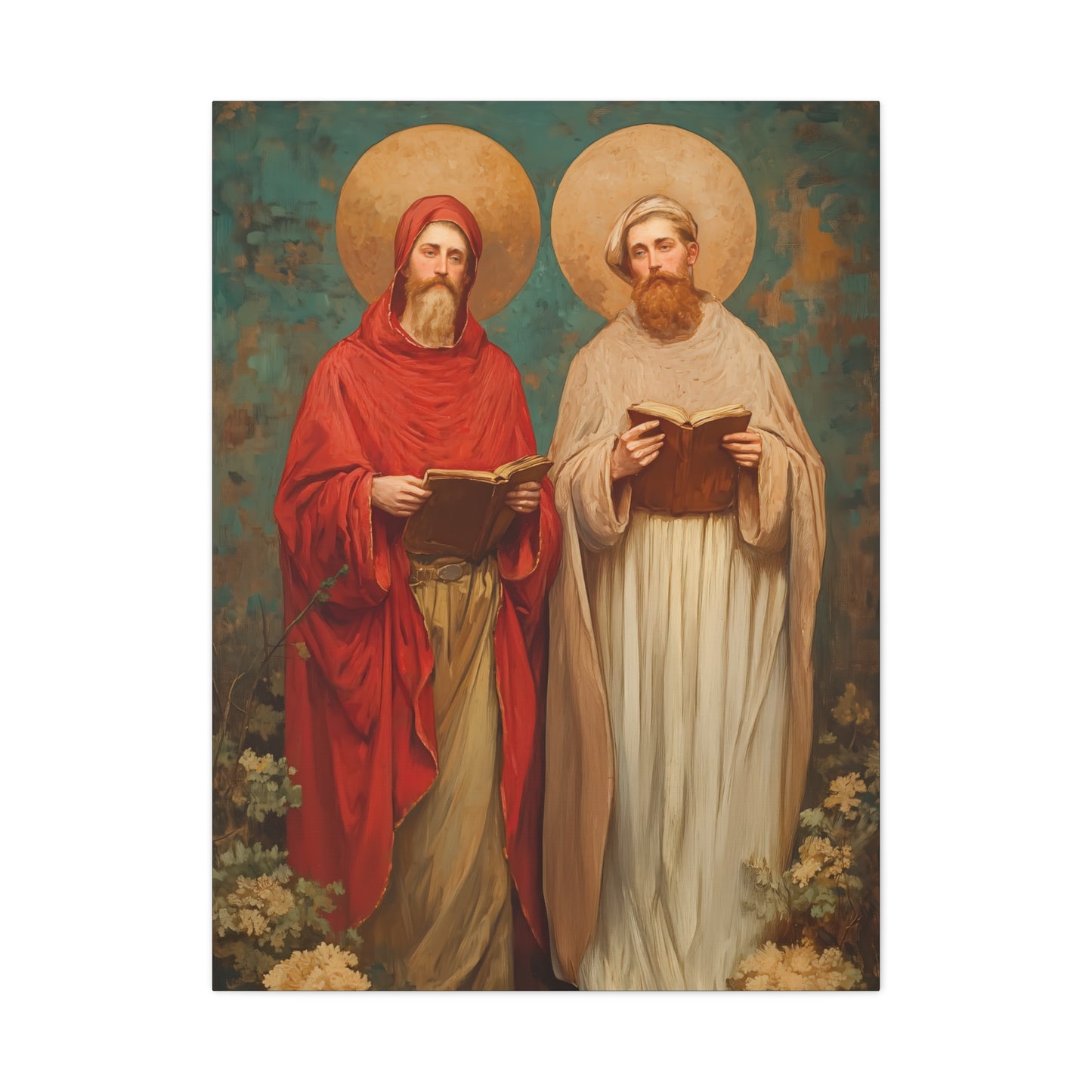 Saints Cosmas and Damian - Multiple Sizes - Catholic Home art - Museum Wrapped Canvas - Sanctified Souls Print - Catholic Martyr Art