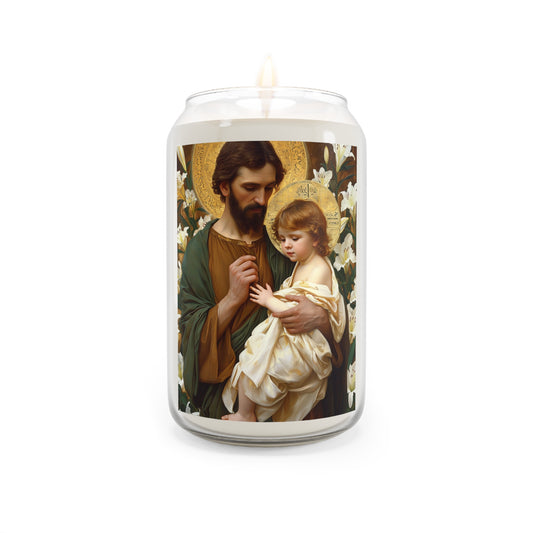 Saint Joseph and the Christ Child - Scented Prayer Candle, 13.75oz - Tall Size - Religious Prayer Candle - Catholic Art