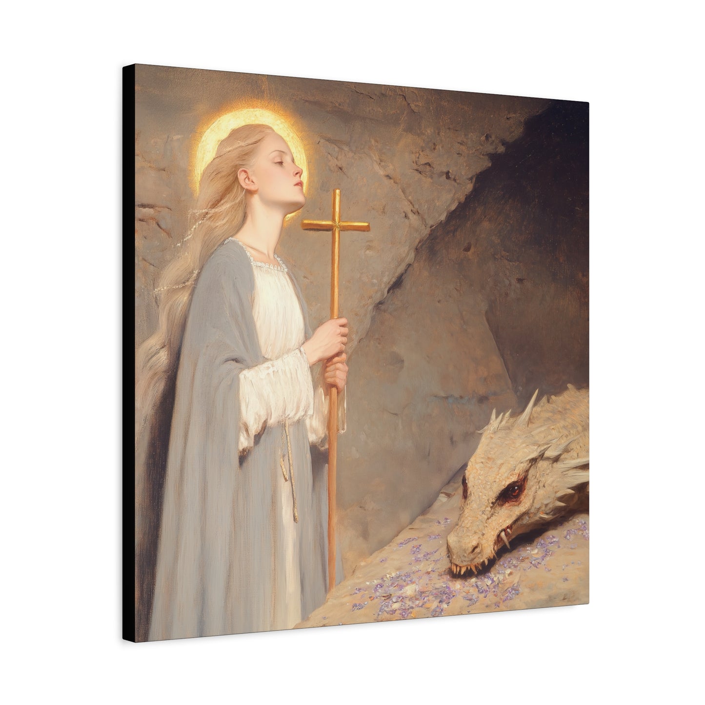 Saint Margaret of Antioch -  Museum Wrapped Canvas - Sanctified Souls Print - Religious Art for your Home - Catholic Patron Saint Art
