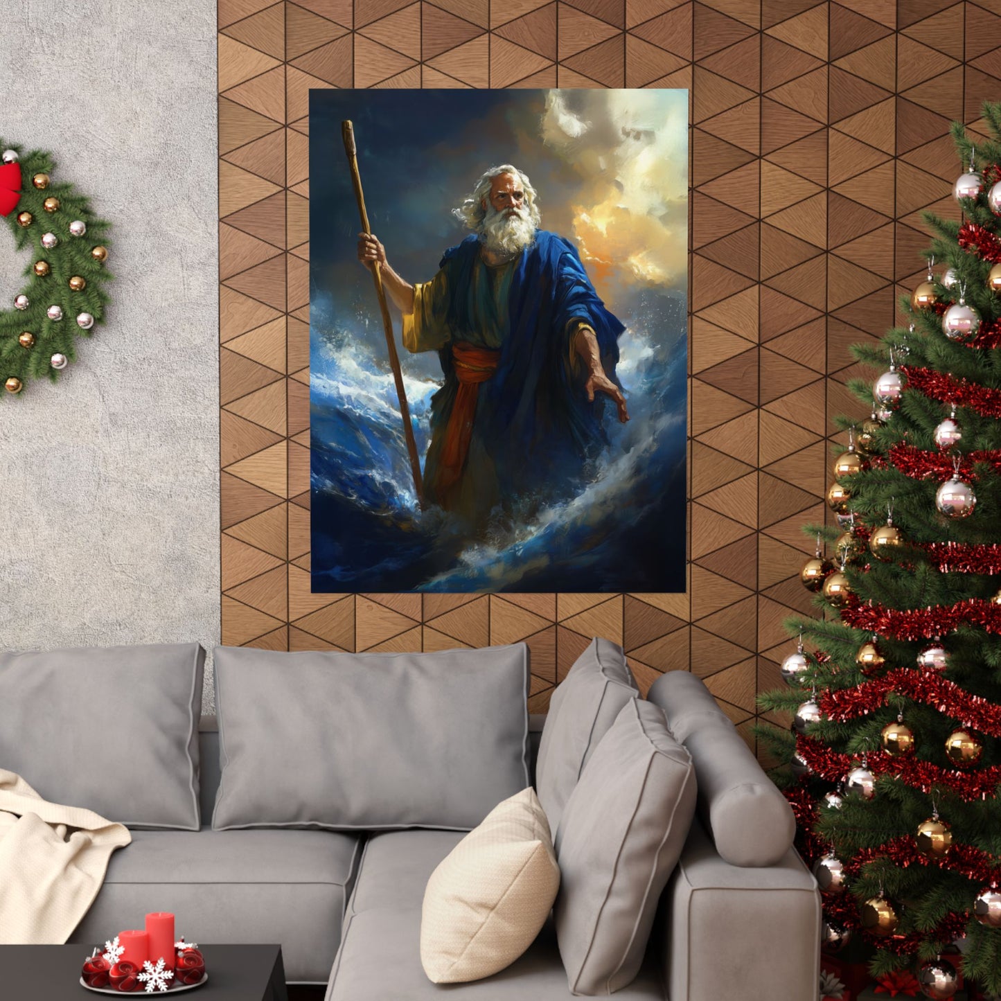 Moses Before the Trembling Sea - Sanctified Souls Print - Multiple Sizes - Premium Matte Vertical Posters
