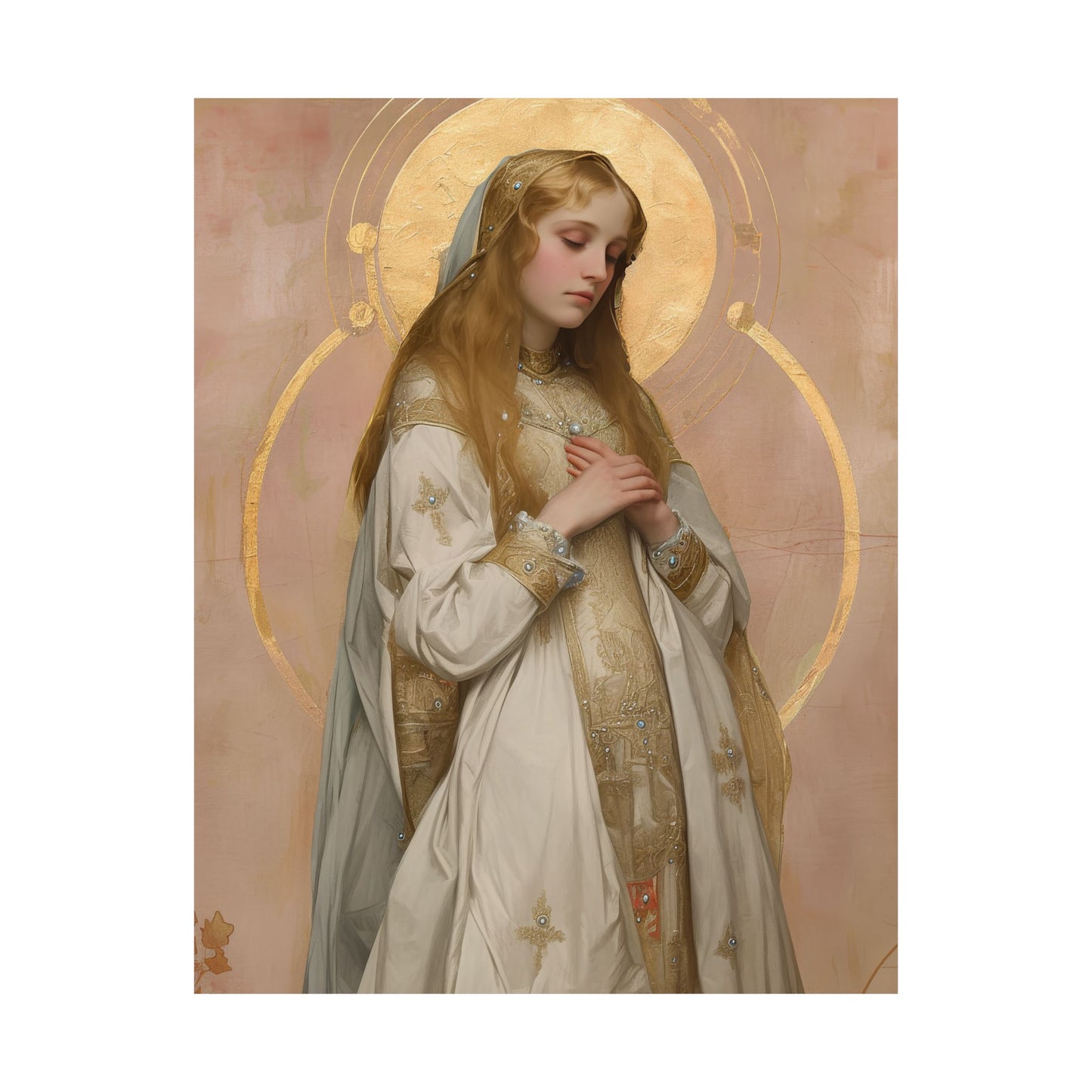 Saint Waldetrudis / Waltrude or Waudru - Sanctified Souls Print - Multiple Sizes - Premium Matte Vertical Posters - Catholic Saint Art