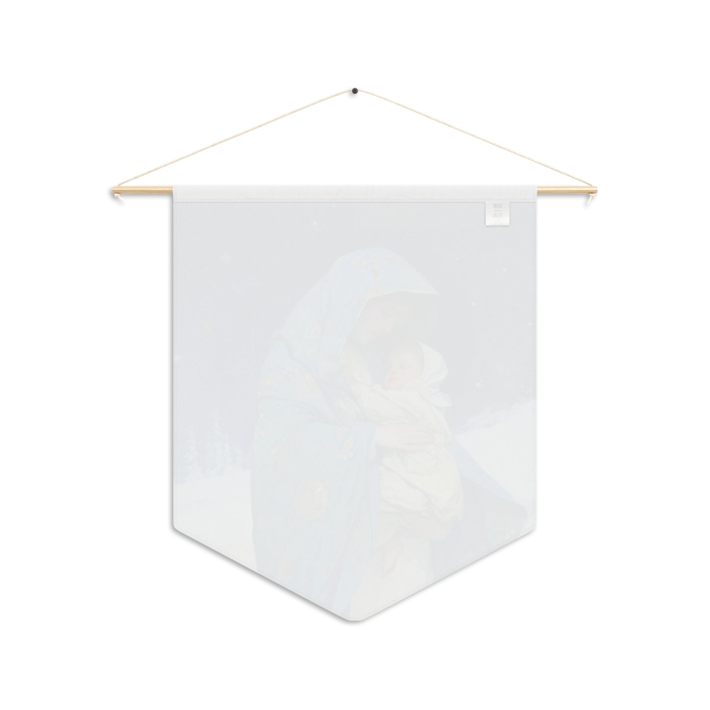 Snowfall of Grace: Our Lady's Blessing Pennant / Banner / Wall Hanging - Prayer room art - 18" x 21" - Catholic prayer Religious - Banner