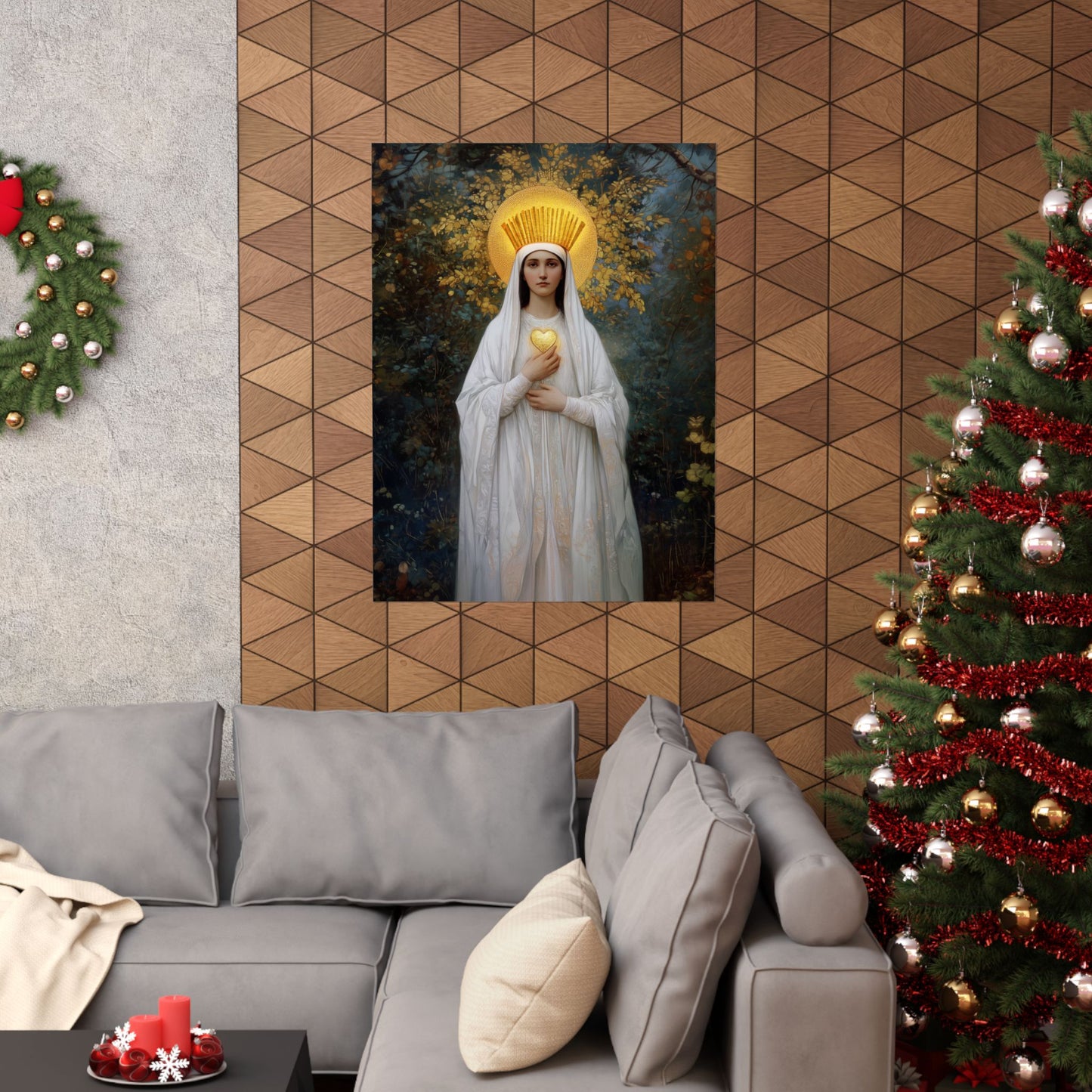 Our Lady of Beauraing - Our Lady of the Golden Heart - Marian Art - Sanctified Souls Print - Multiple Sizes - Premium Vertical Posters