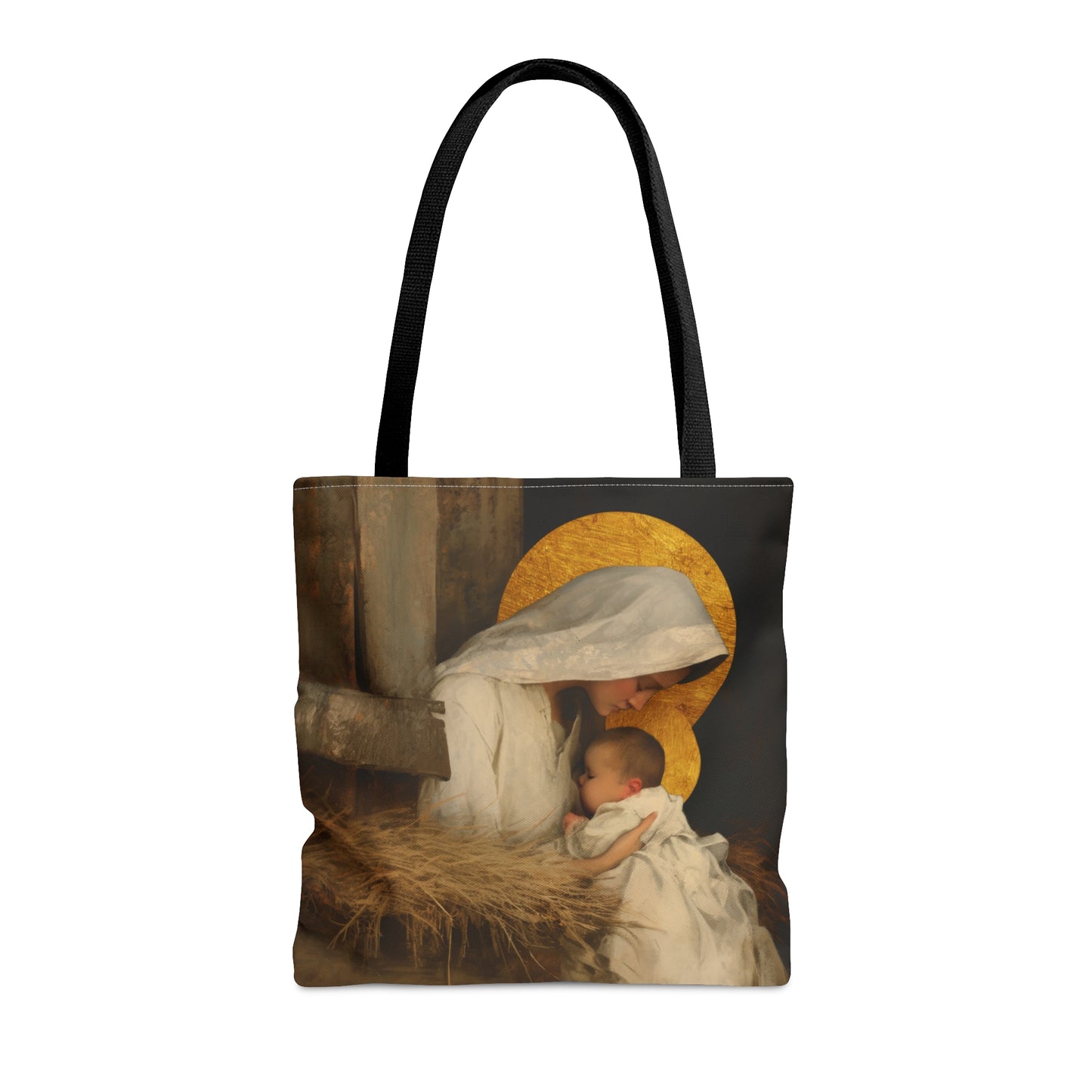 Our Lady of the Manger - Mother Mary and the Christ Child - Tote Bag - Large Medium Small Faith Art Bag - Catholic Faith Purse