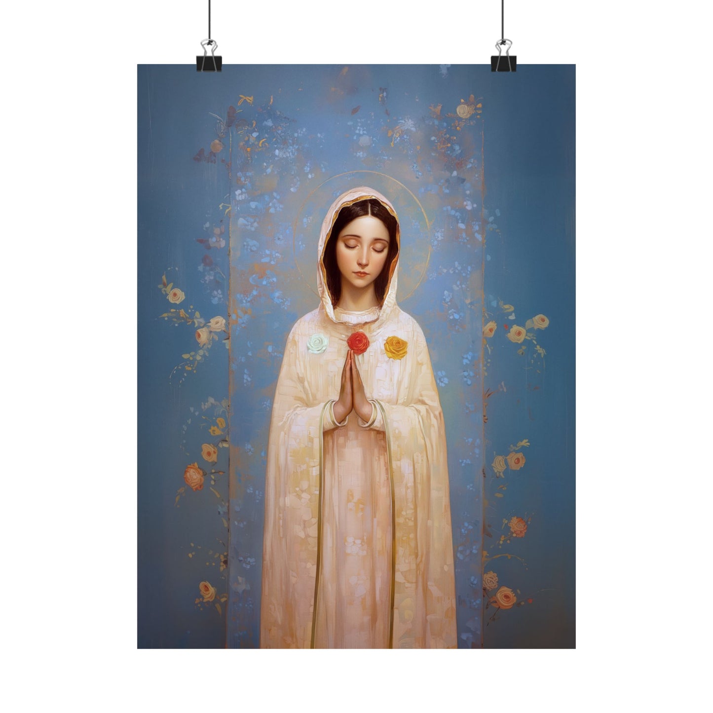 Rosa Mystica - Mystical Rose - Mother Mary - Marian Art - Sanctified Souls Print - Multiple Sizes - Premium Vertical Posters