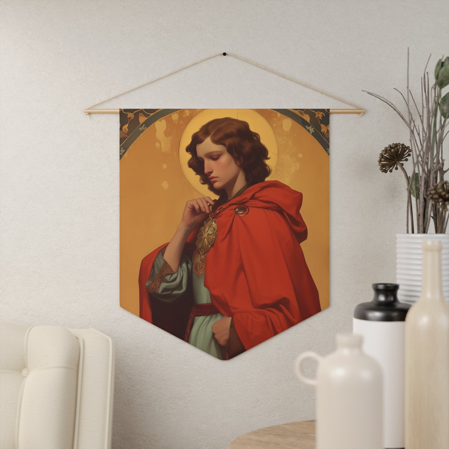 Saint Casimir of Poland Wall Banner / Wall Hanging / Pennant - Religious Art - Prayer room - Catholic Art - Large Print - 18" x 21"