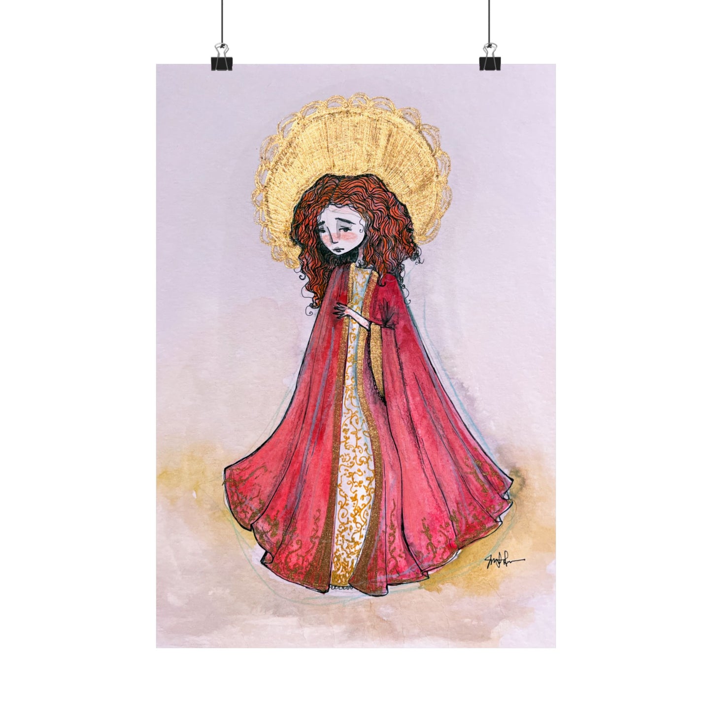 Saint Bibiana Hand-Drawn Catholic Art Print | Christian Devotional Wall Art | Sanctified Solocosmo Religious Poster