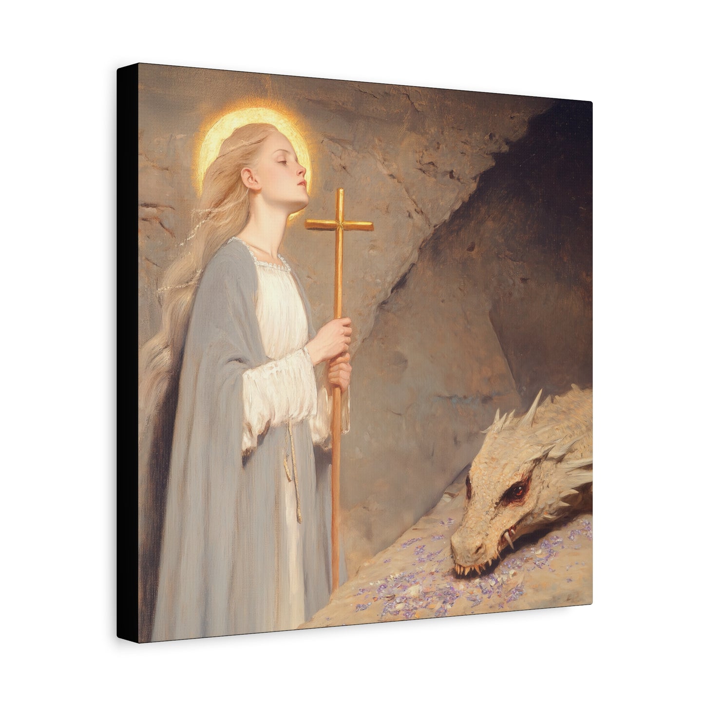 Saint Margaret of Antioch -  Museum Wrapped Canvas - Sanctified Souls Print - Religious Art for your Home - Catholic Patron Saint Art