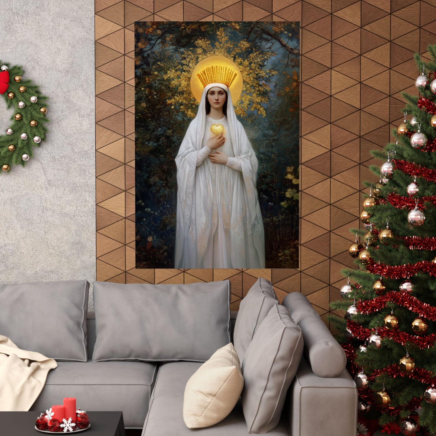 Our Lady of Beauraing - Our Lady of the Golden Heart - Marian Art - Sanctified Souls Print - Multiple Sizes - Premium Vertical Posters