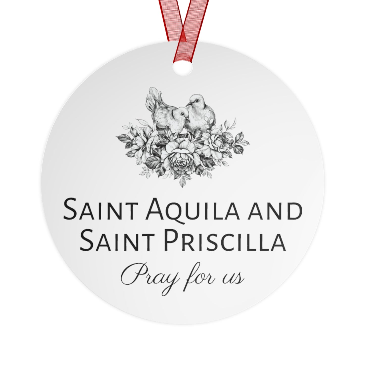 Saints Aquila and Priscilla Metal Ornament - Religious Holiday Christmas Ornament and Keepsake - Double sided