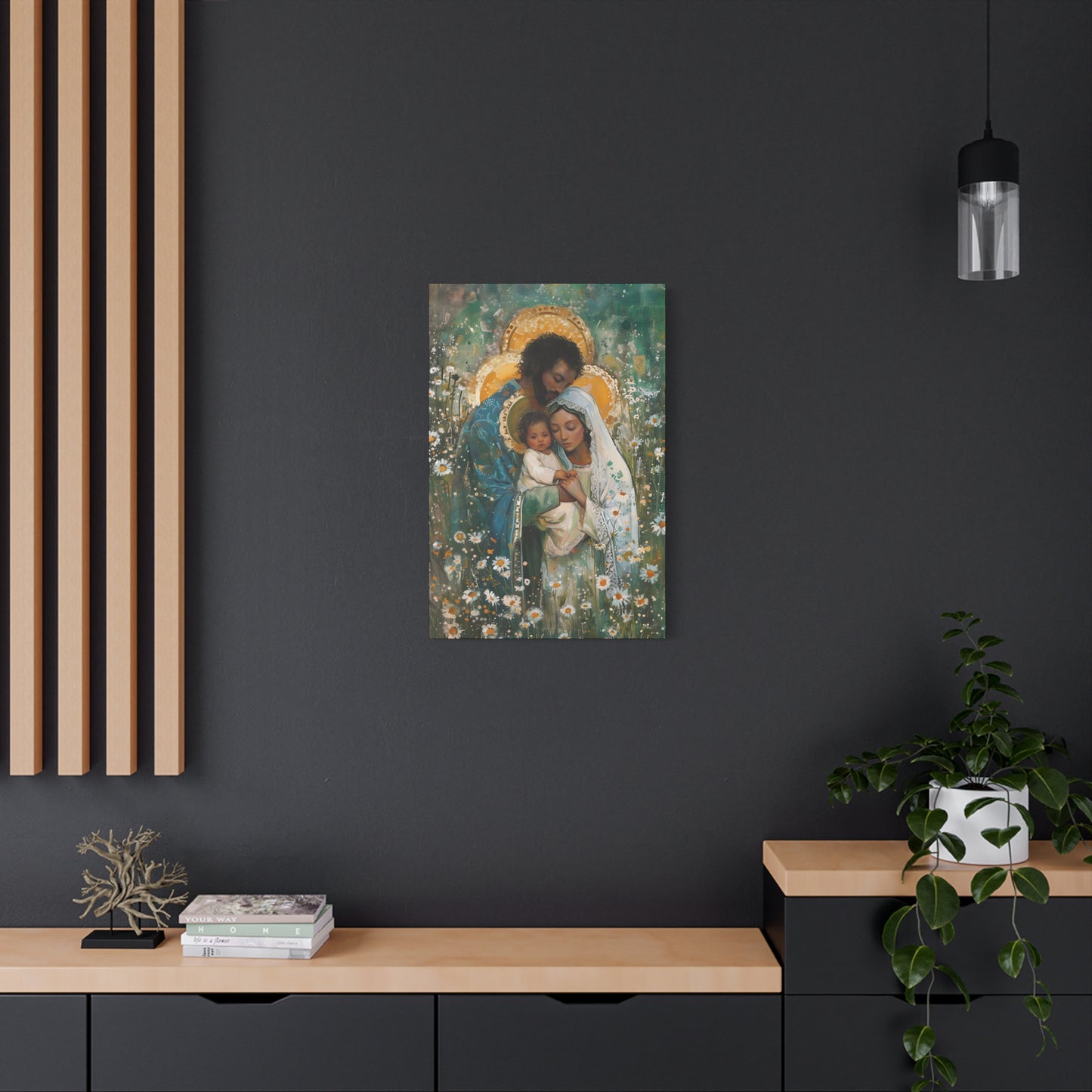 Sacred Sanctuary - Mary, Joseph, and the Infant Jesus  - Museum Wrapped Canvas - Sanctified Souls Print - Religious Art - The Holy Family