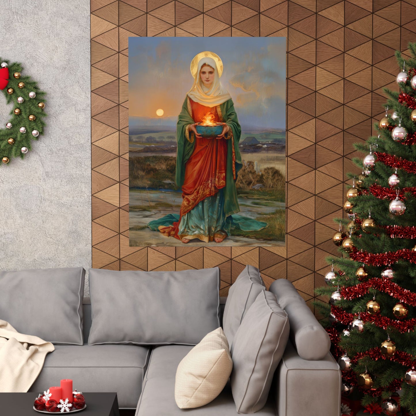 Saint Brigid of Ireland / Kildare - Sanctified Souls Print - Multiple Sizes - Premium Posters - Catholic Art - Christian Home Decor Artwork
