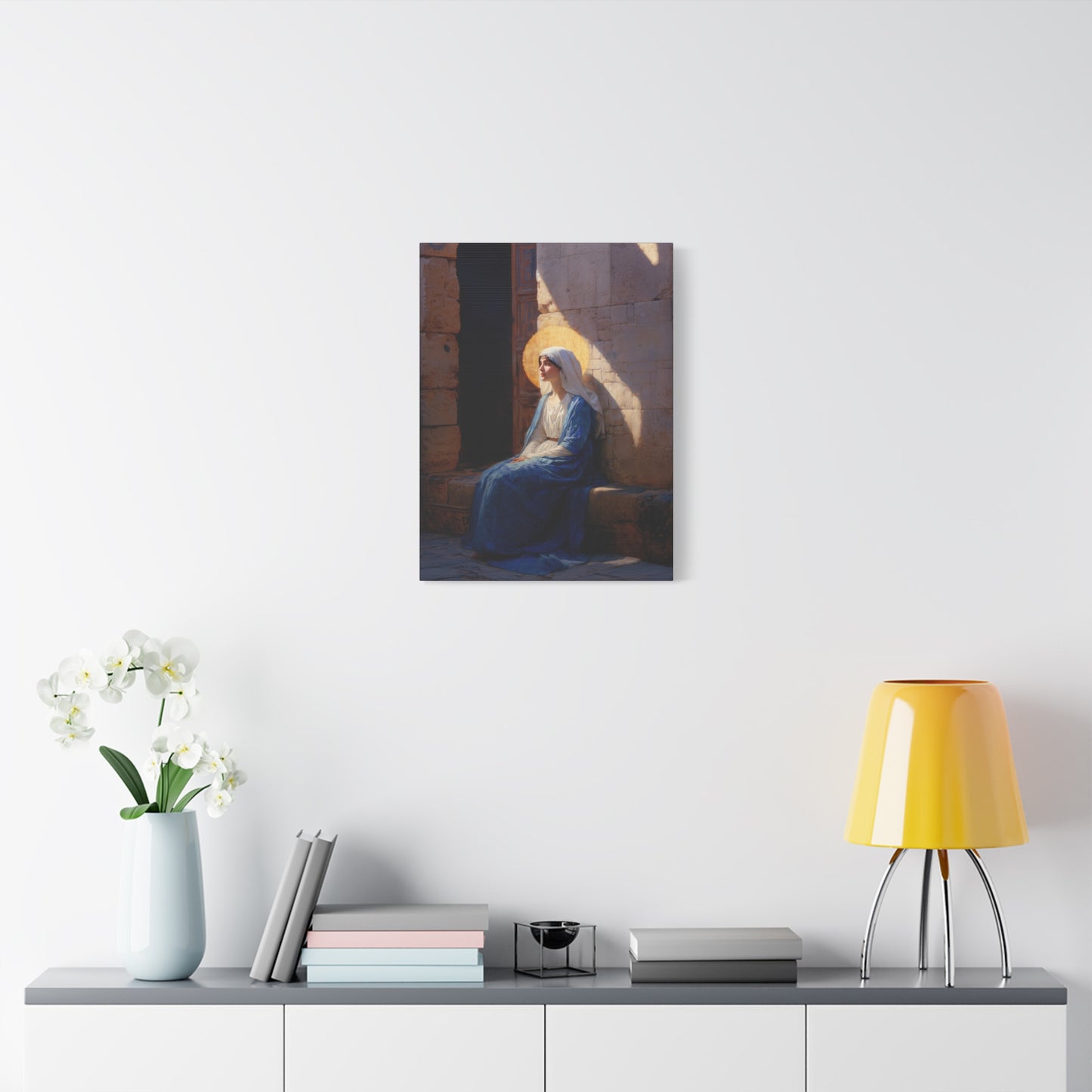 The Quiet Fiat That Split the Darkness, Mary's Yes - Gallery Wrapped Canvas - Print - Religious Art for your Home - Catholic Art