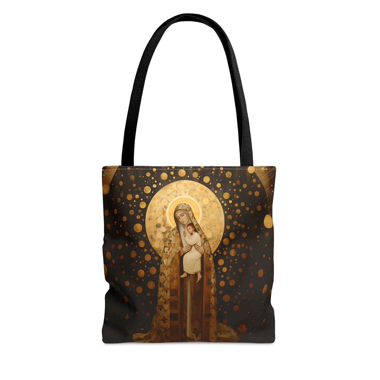 The Golden Mary - Virgin Mary Mary Mother of God Tote Bag - Catholic faith inspired carry-all purse - day to day bag - Double Sided