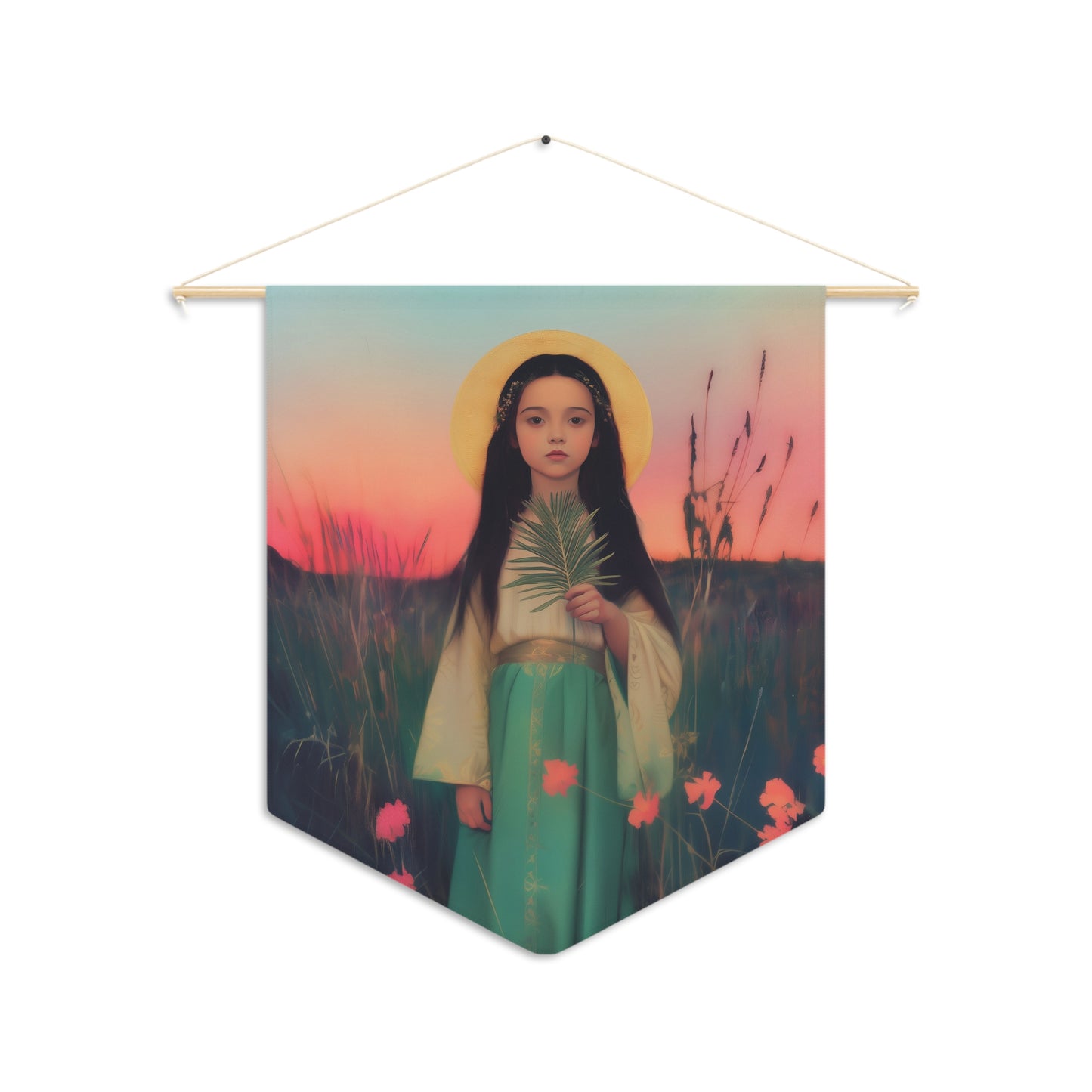 Saint Charity Pennant / Banner / Wall Hanging - Prayer room art - 18" x 21" - Catholic - Large Banner - Gifts for Catholics