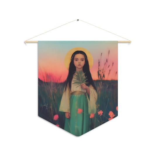 Saint Charity Pennant / Banner / Wall Hanging - Prayer room art - 18" x 21" - Catholic - Large Banner - Gifts for Catholics