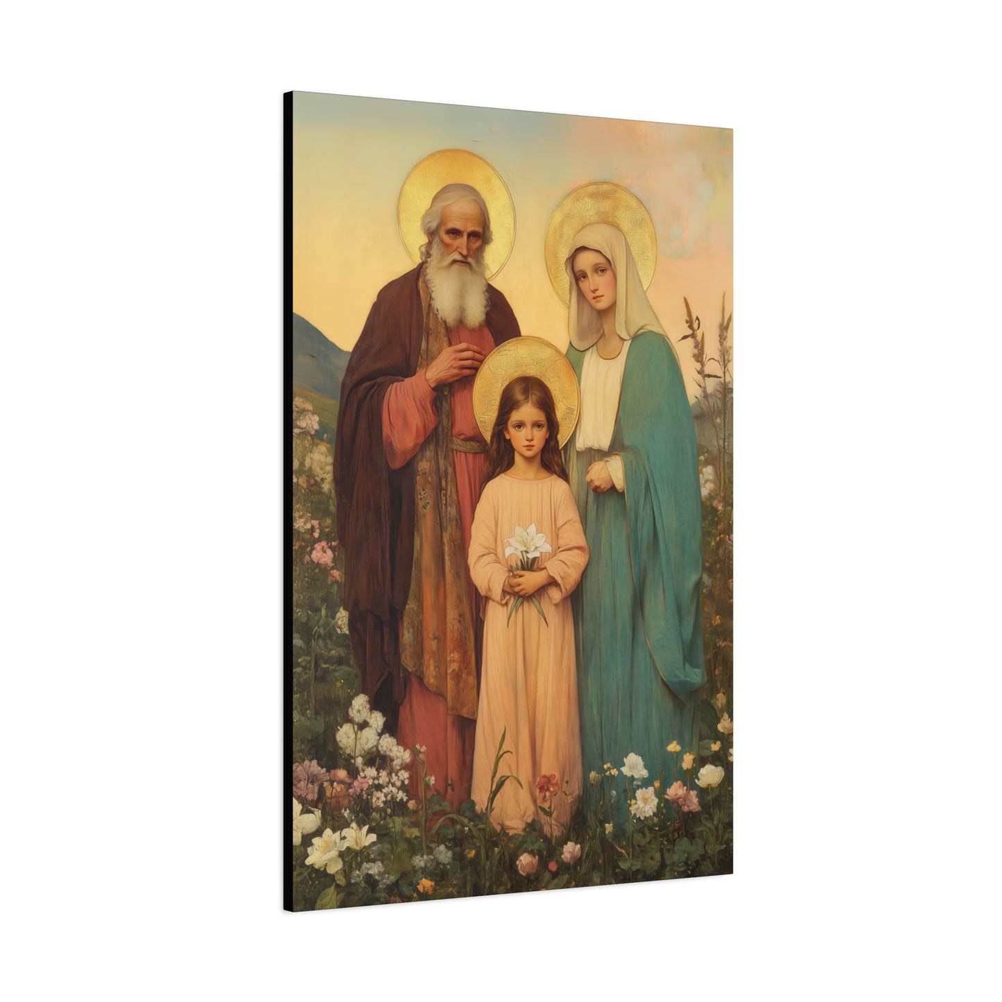 Saints Joachim and Anne with Young Mary - Gallery Wrapped Canvas - Print - Religious Art for your Home - Catholic Art