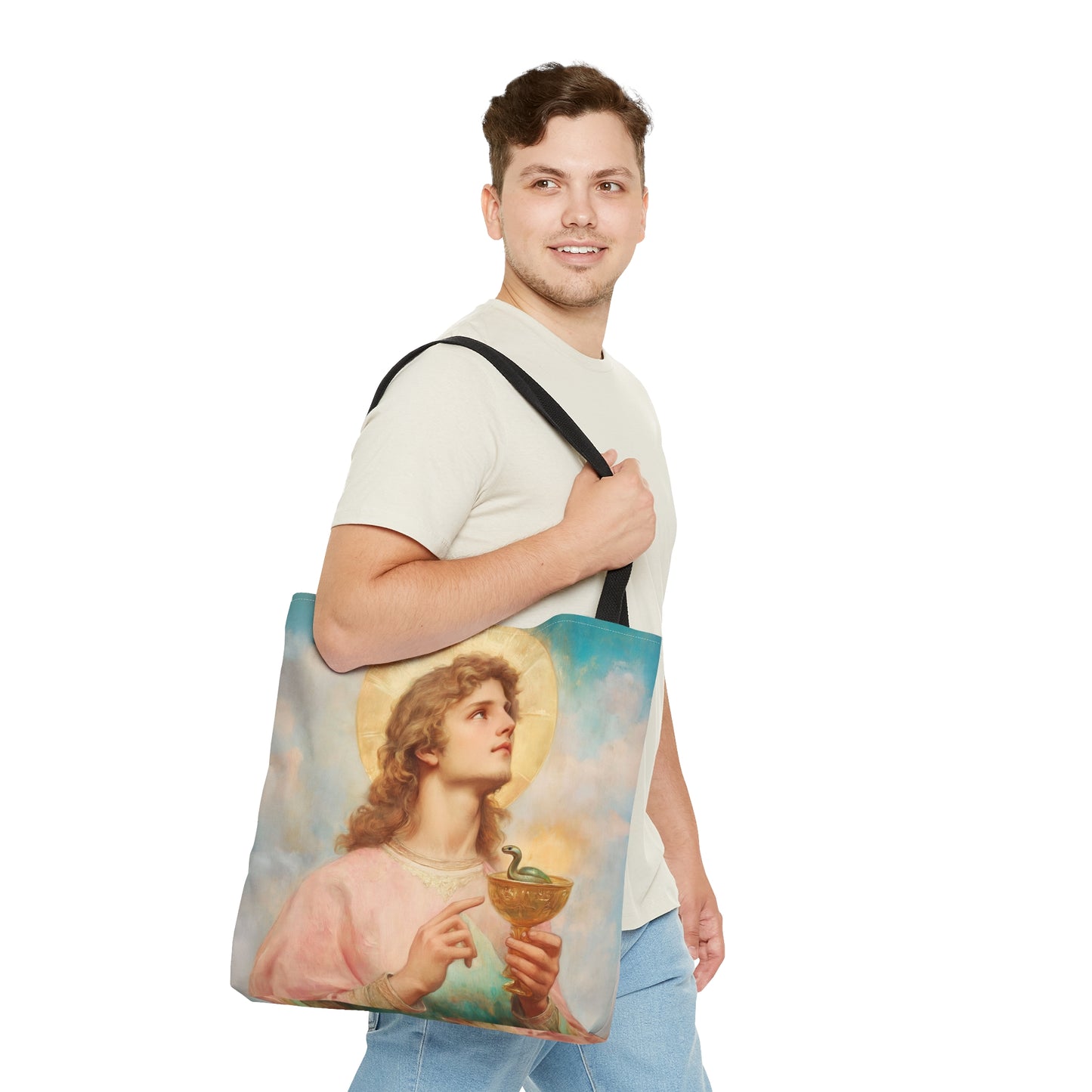 Saint John the Apostle Tote Bag - Large Medium Small Faith Art Bag - Re usable Tote Purse - Double Sided - Catholic Art Bag