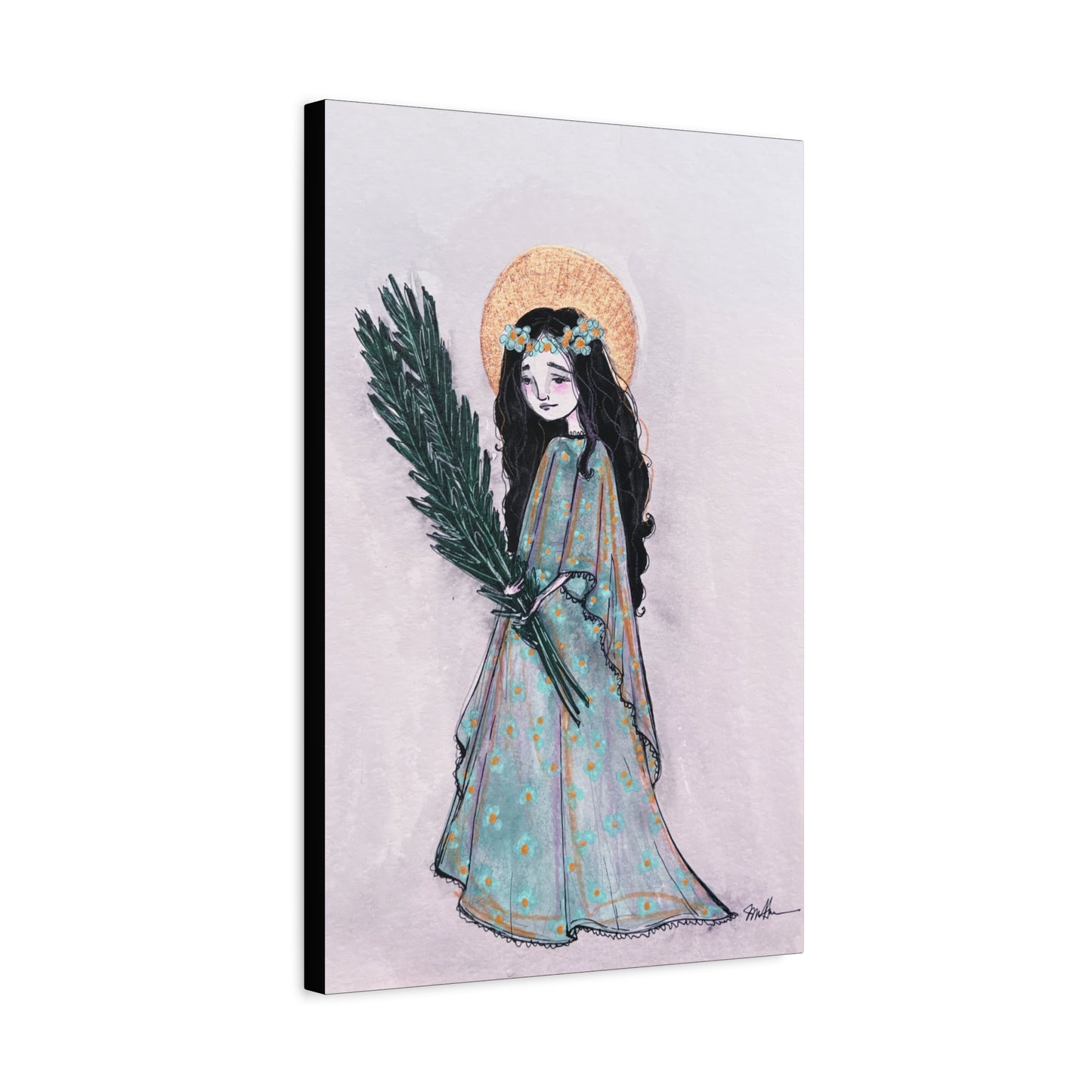 Saint Faith Canvas Print - Hand-Drawn Art - Catholic Print | Faith Hope and Charity Sacred Art | Sanctified Solocosmo Religious Artwork