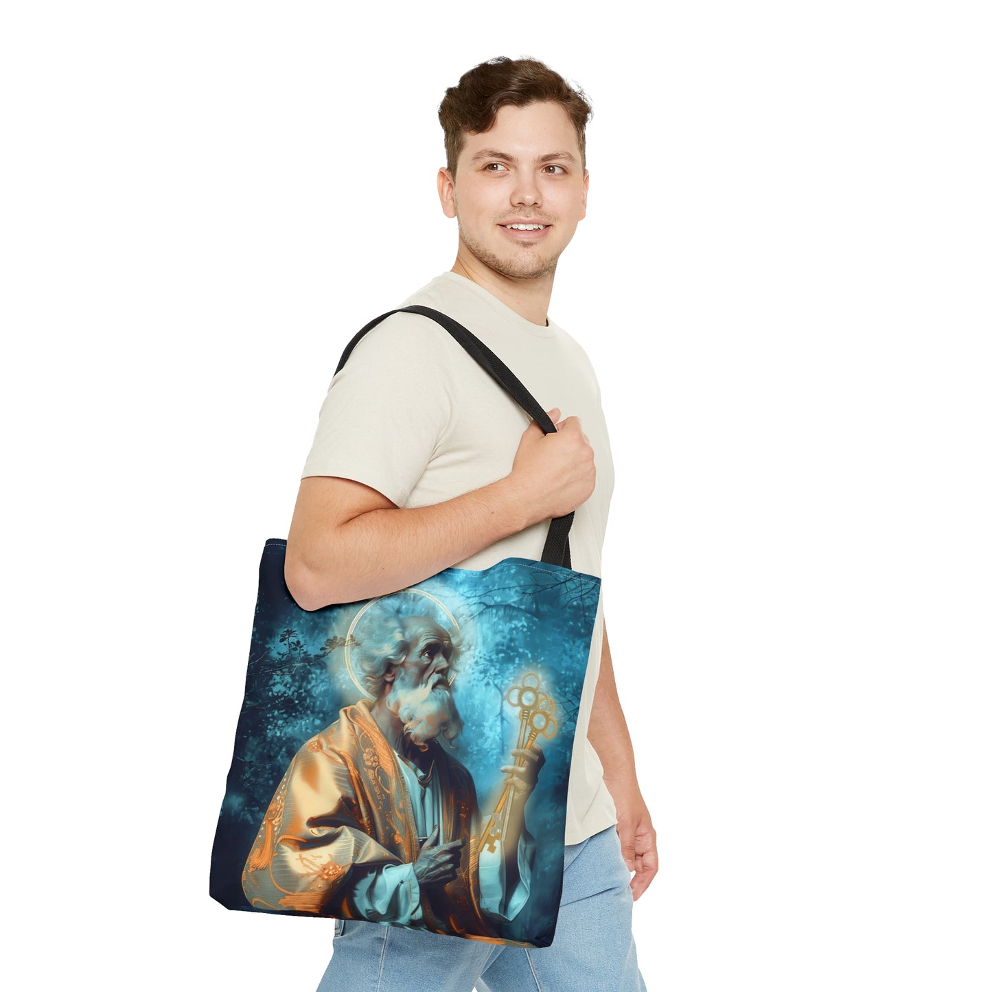 Saint Peter Tote Bag - Large Medium Small Faith Art Bag - Catholic Faith Purse - Religious Carry All Reusable Tote Bag