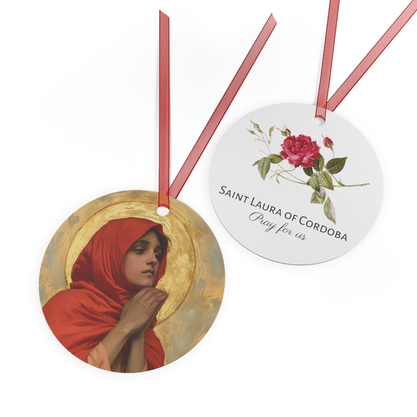 Saint Laura of Cordoba Metal Ornament - Religious Holiday Christmas Keepsake - Religious Catholic Tree Ornament - Holiday