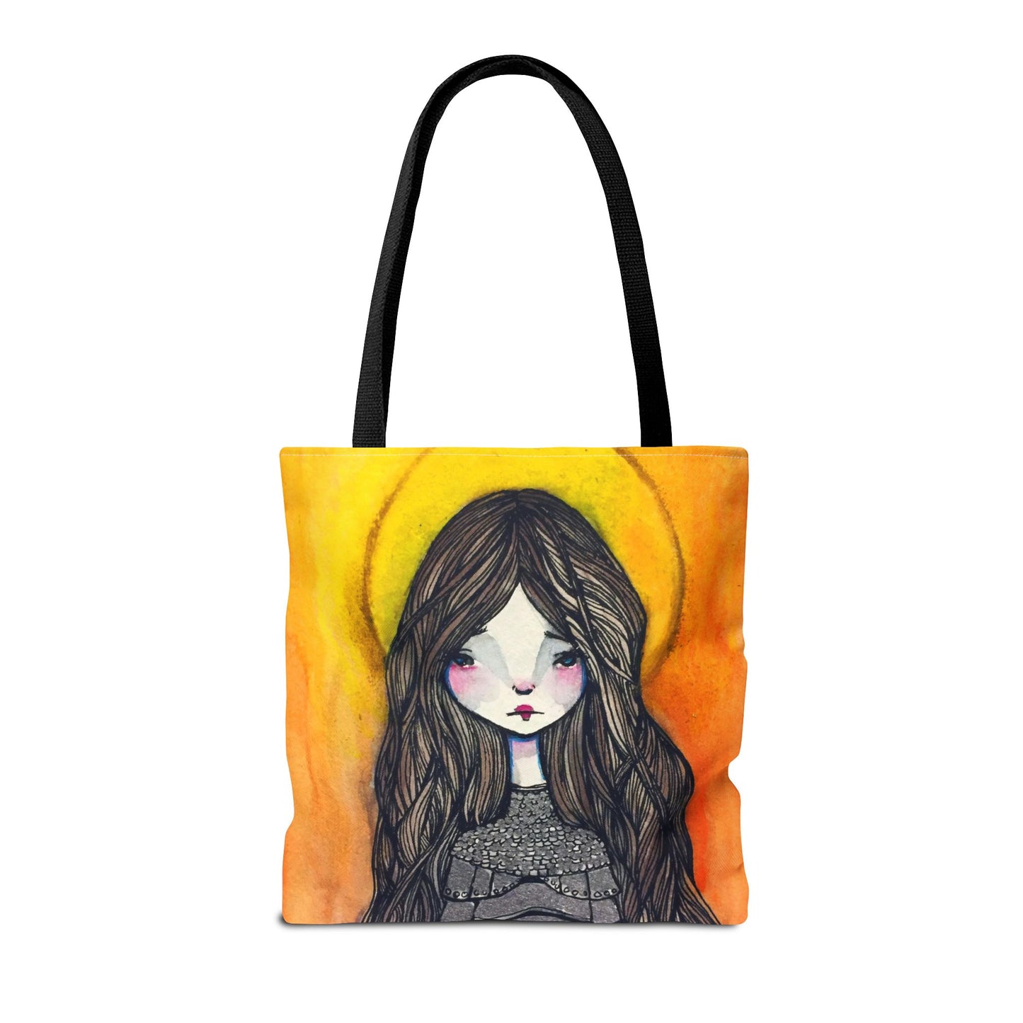 Saint Joan of Arc Tote - Hand-Drawn Catholic Art - Prayer Bag | Christian Devotional Tote | Sanctified Solocosmo Religious Tote