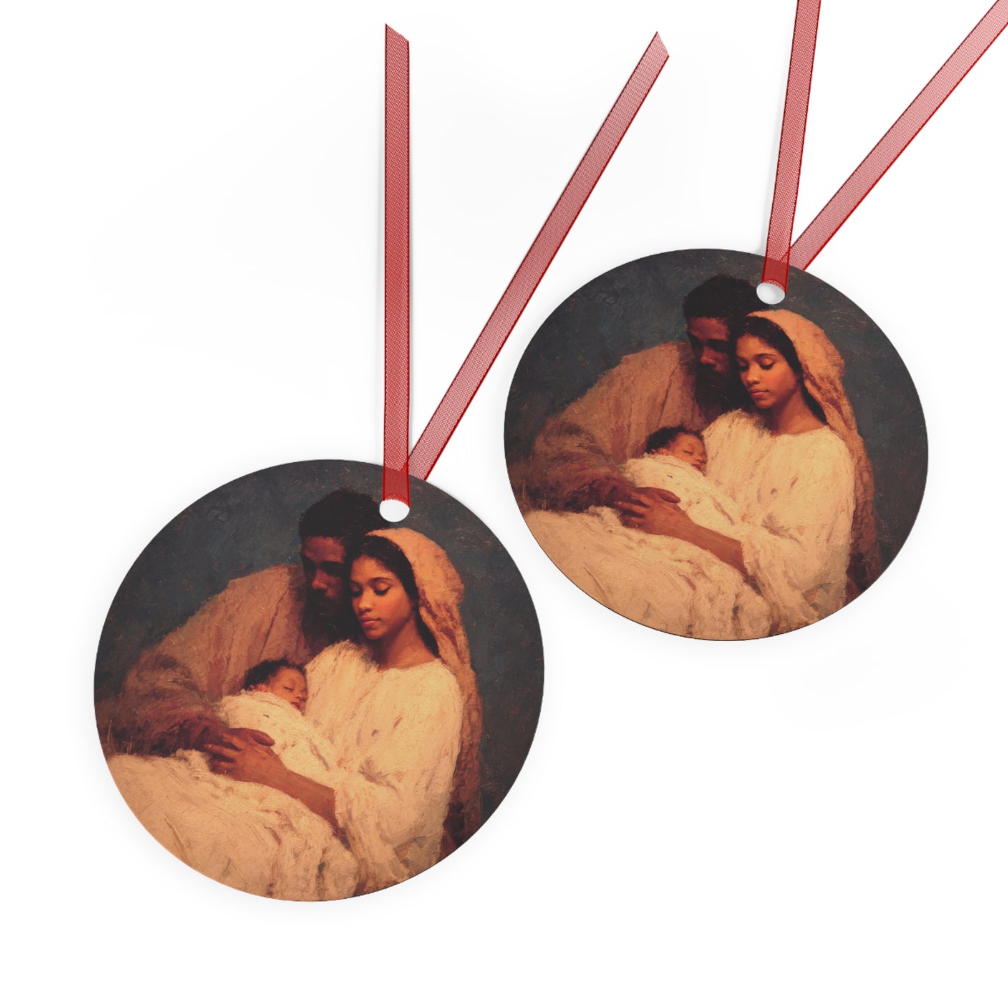Love Made Visible in the Holy Family- Metal Ornament - Religious Holiday Christmas Ornament and Keepsake