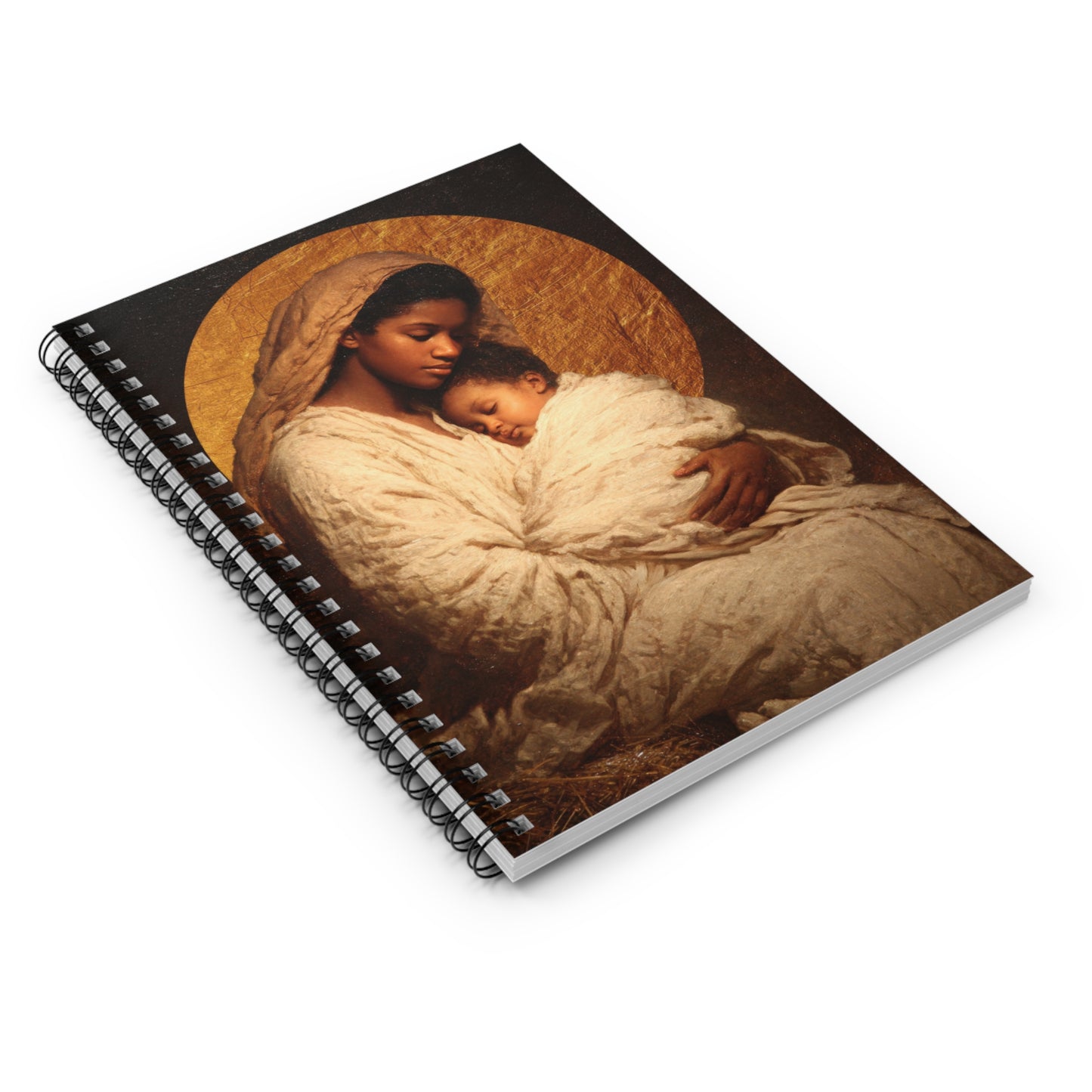 Our Lady of the Manger - Mother Mary and the Christ Child  - Sanctified Souls Art - Religious Based Notebook - Spiral Notebook