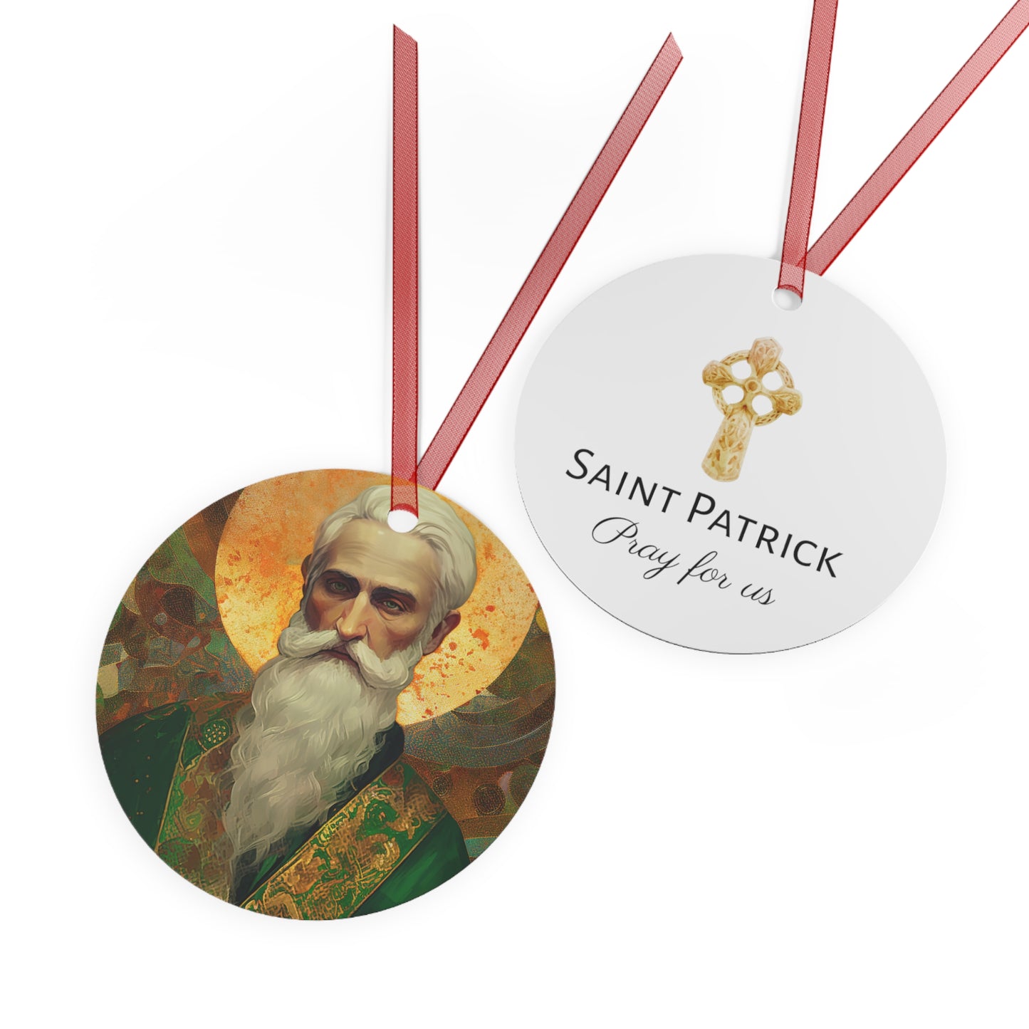 Saint Patrick Ornament - Religious Holiday Christmas Ornament and Keepsake - Double sided Keepsake Religious Ornament