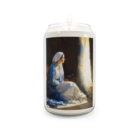 Mary's Yes - Quiet Fiat - Mother Mary - Marian Art - Scented Prayer Candle, 13.75oz - Tall Size - Religious Prayer Candle