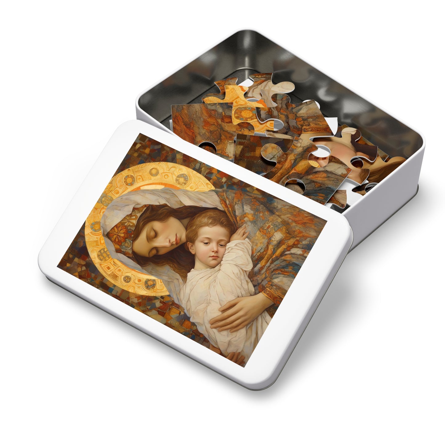 Cradle of Grace - Madonna and the Newborn Christ - Puzzle and Keepsake Tin - Jigsaw Puzzle (30, 110, 252, 500,1000-Piece) - Religious Puzzle
