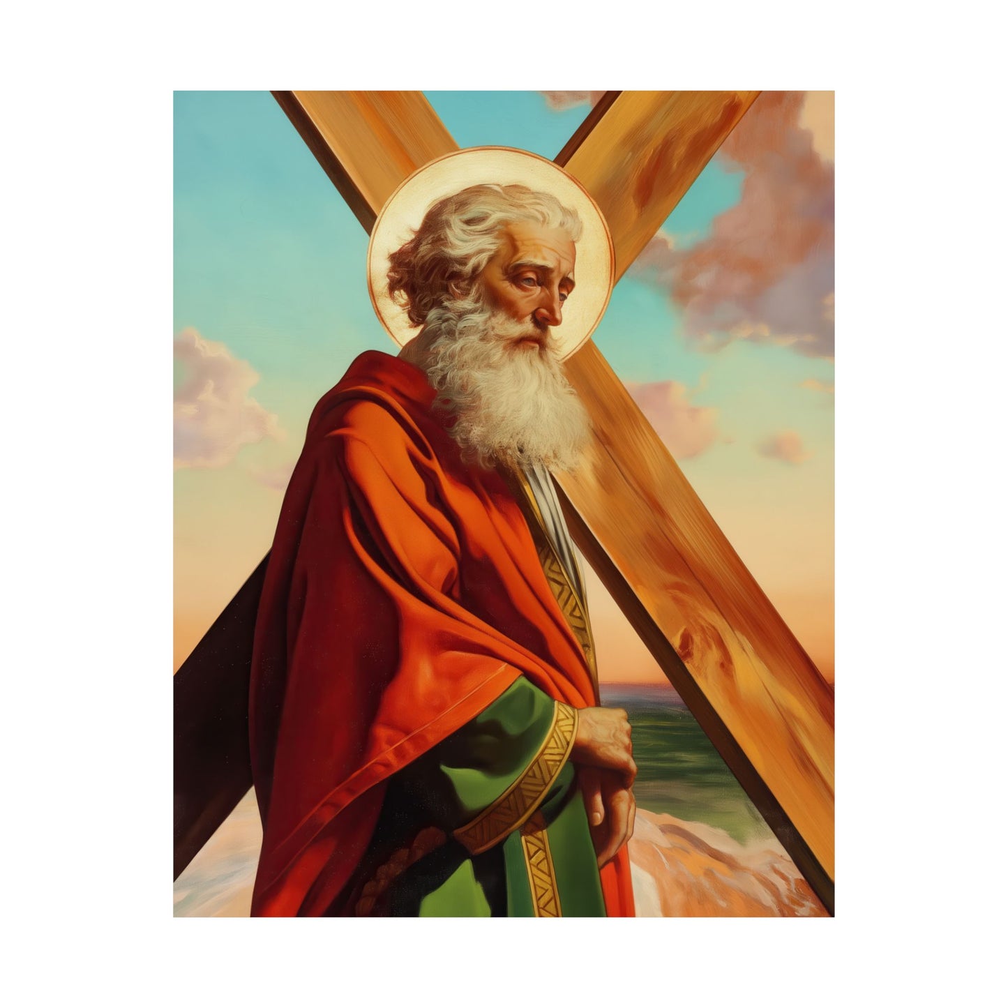 Saint Andrew the Apostle - Sanctified Souls Print - Multiple Sizes - Premium Posters - Catholic Art - Christian Home Decor Artwork