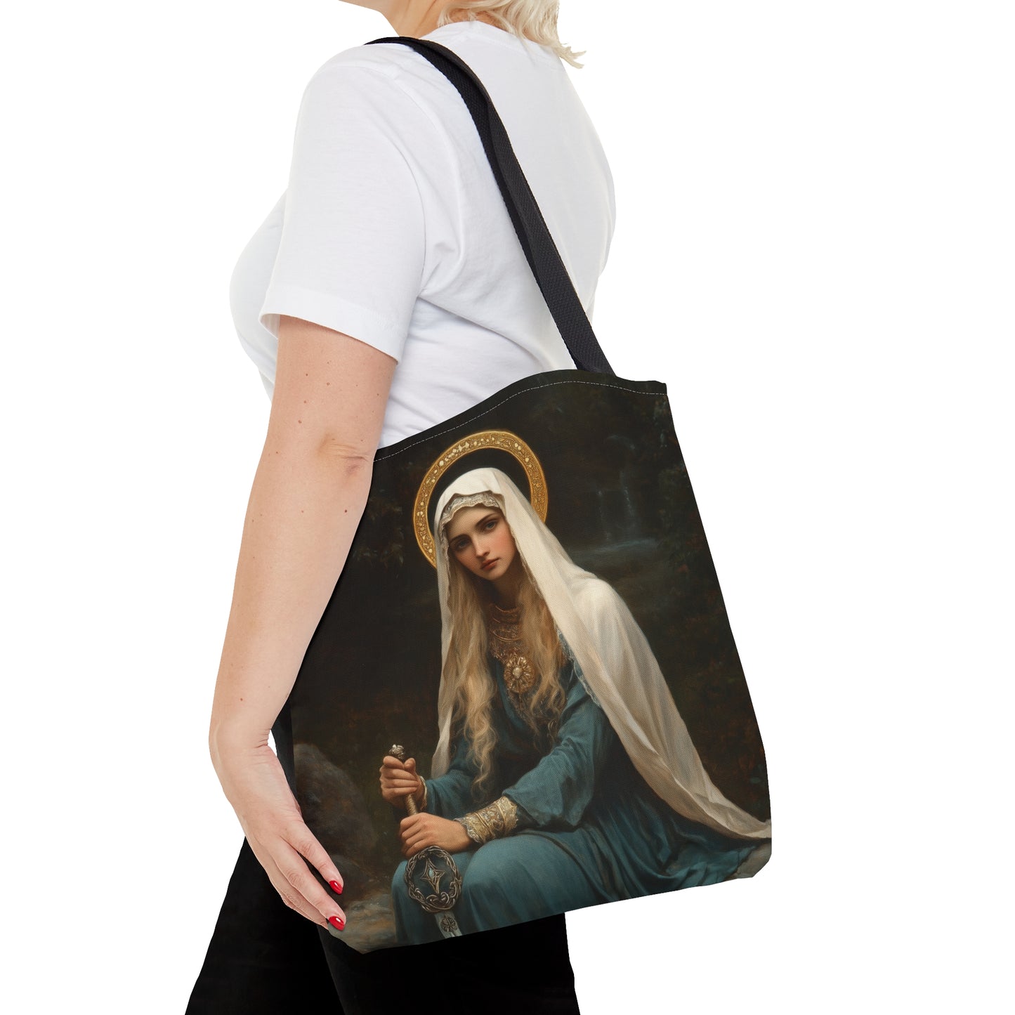 Saint Winifred Tote Bag - Large Medium Small Faith Art Bag - Catholic Faith Purse - Religious - Prayer Bag - Devotional Purse