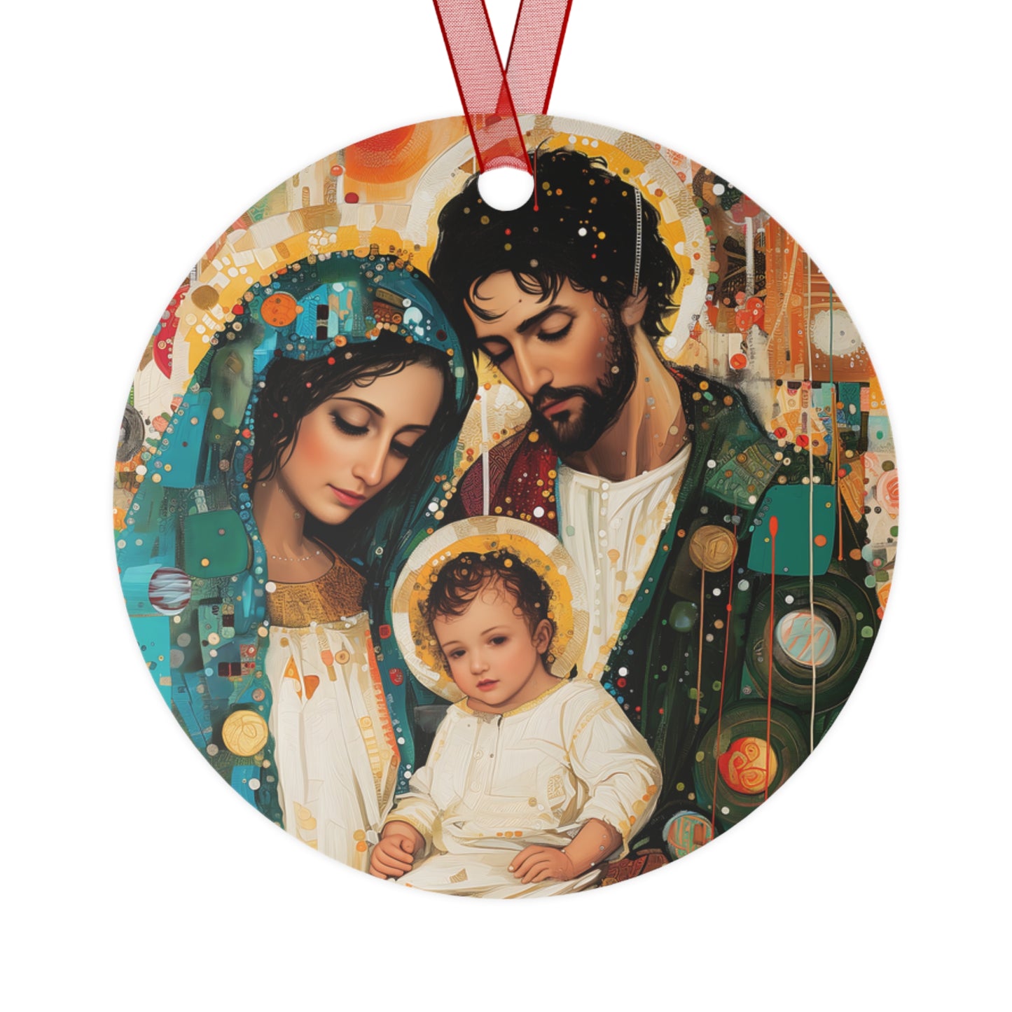 Eternal Light - Mary, Joseph, and the Christ Child Metal Ornament - Religious Holiday Christmas Ornament - Prayer Ornament - Holy Family