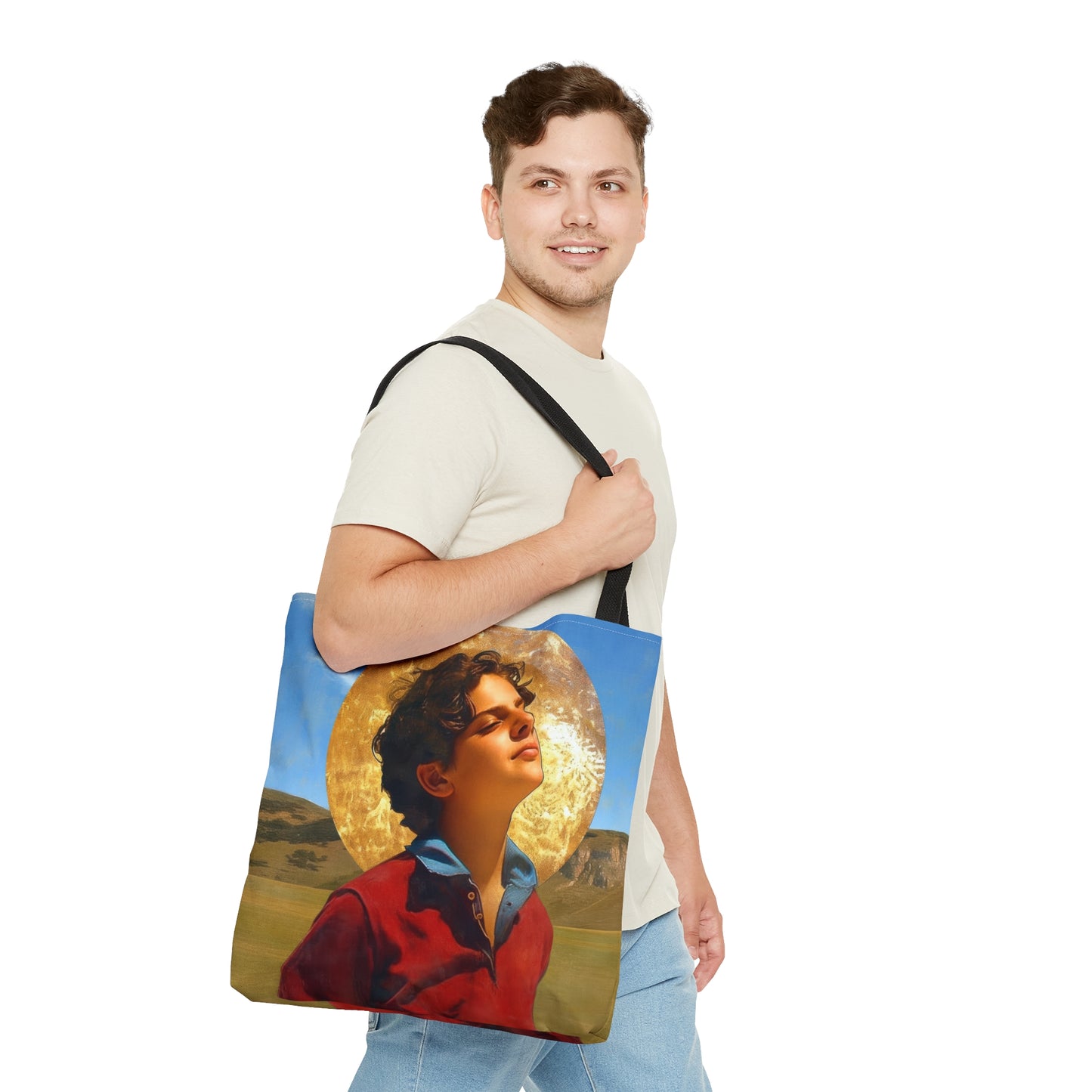 Saint Carlo Acutis Tote Bag - Large Medium Small Faith Art Bag - Catholic Faith Purse - Double Sided