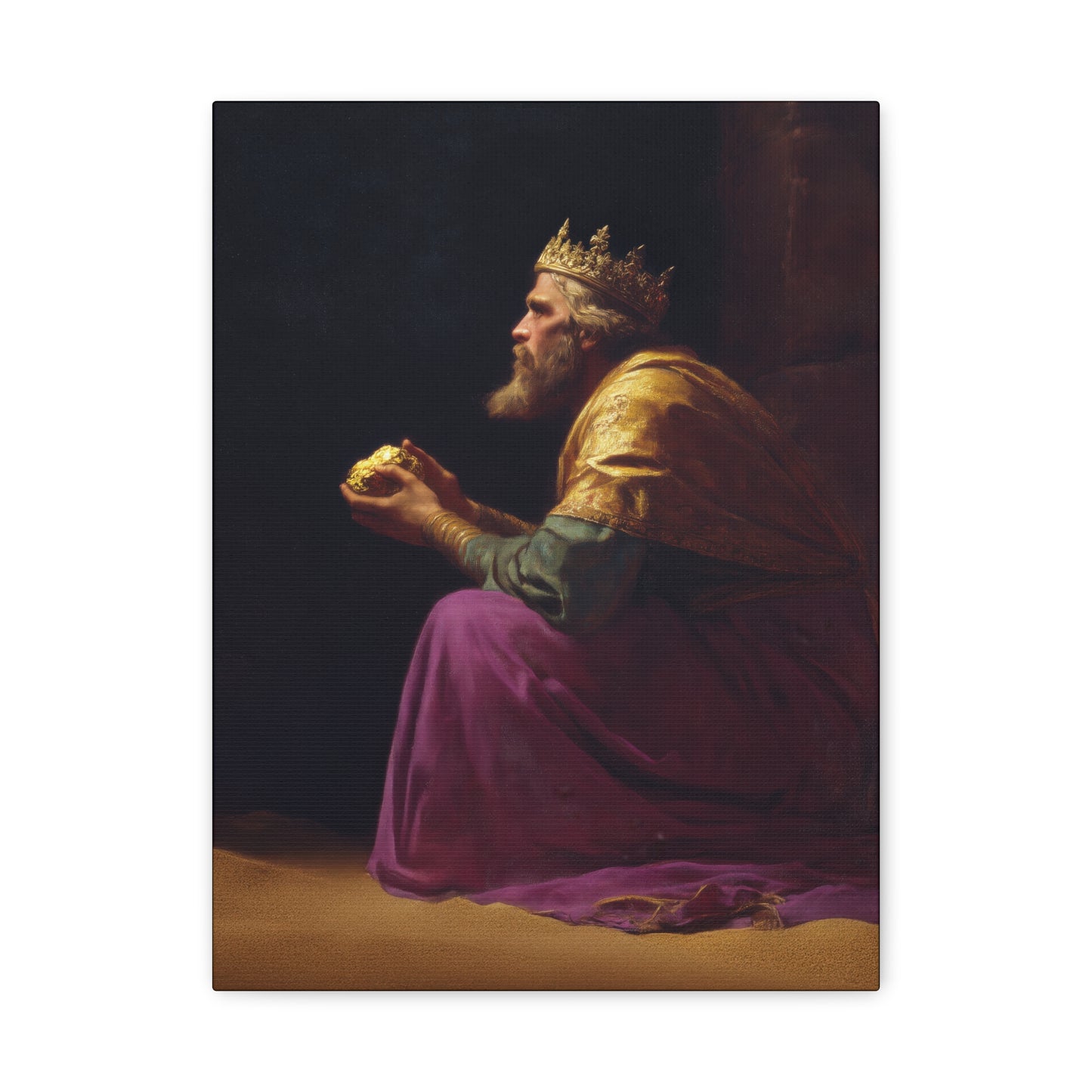 Melchior and the Gift Fit for a King - 3 Wise Men - Gallery Wrapped Canvas - Print - Religious Art for your Home - Catholic