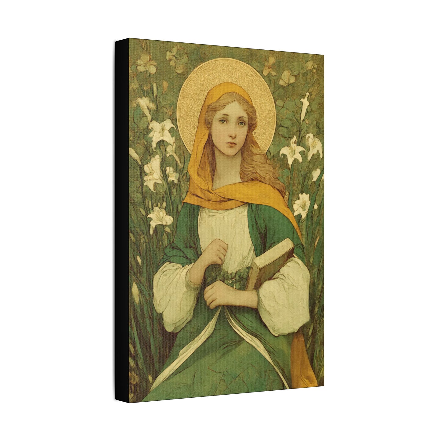 Saint Dymphna - Museum Wrapped Canvas - Sanctified Souls Print - Religious Art for your Home